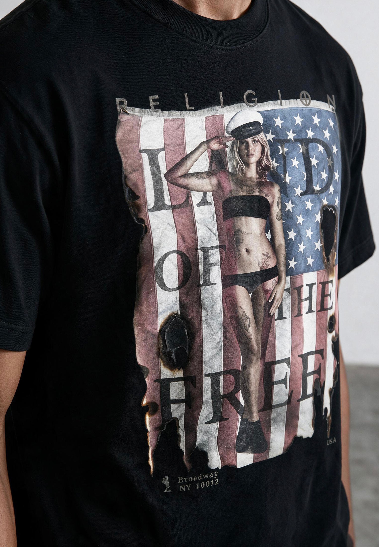 LAND OF THE FREE WASHED BLACK T-SHIRT