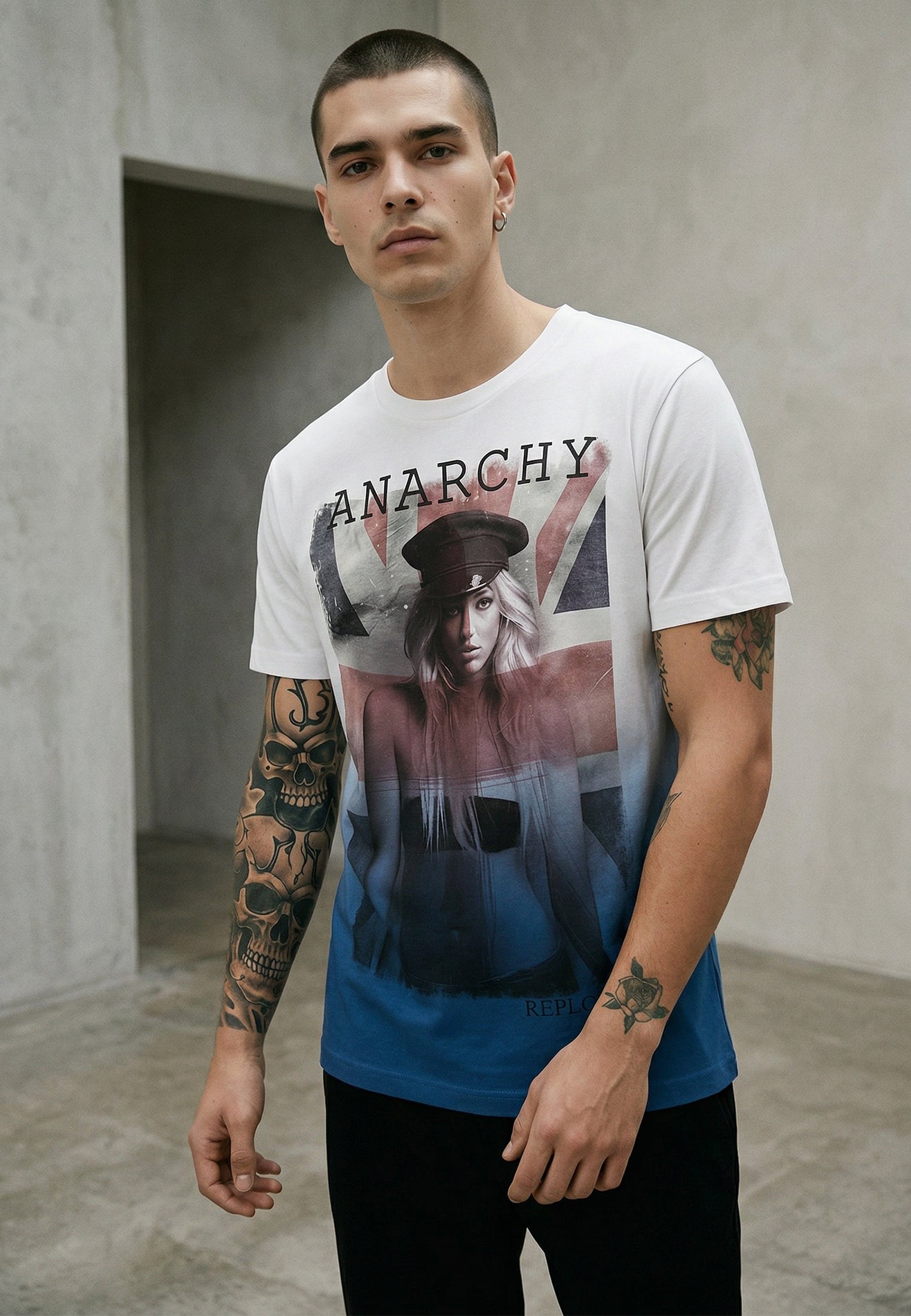 RELIGION Anarchy White & Blue T-Shirt