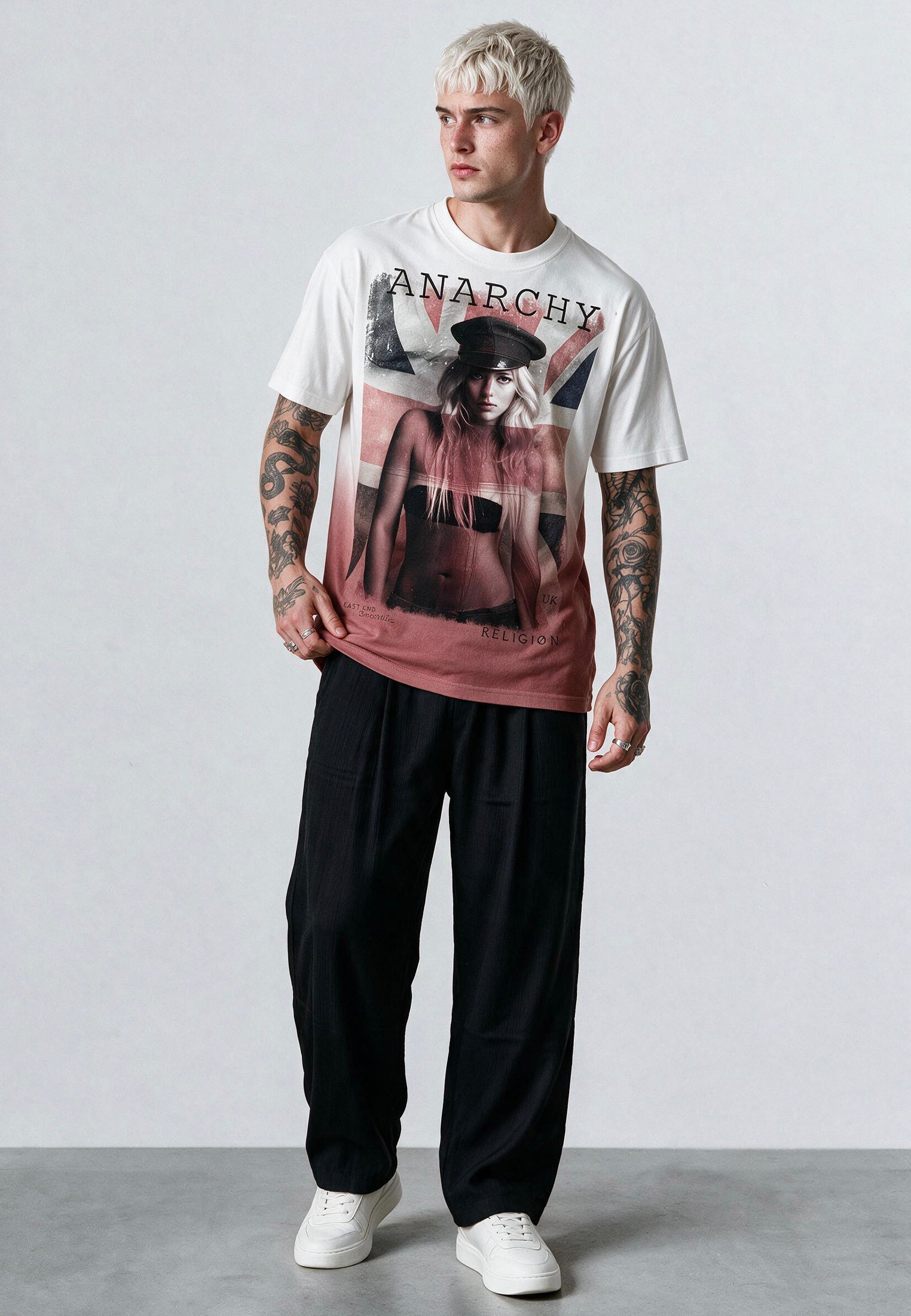 ANARCHY T-SHIRT WHITE & RED