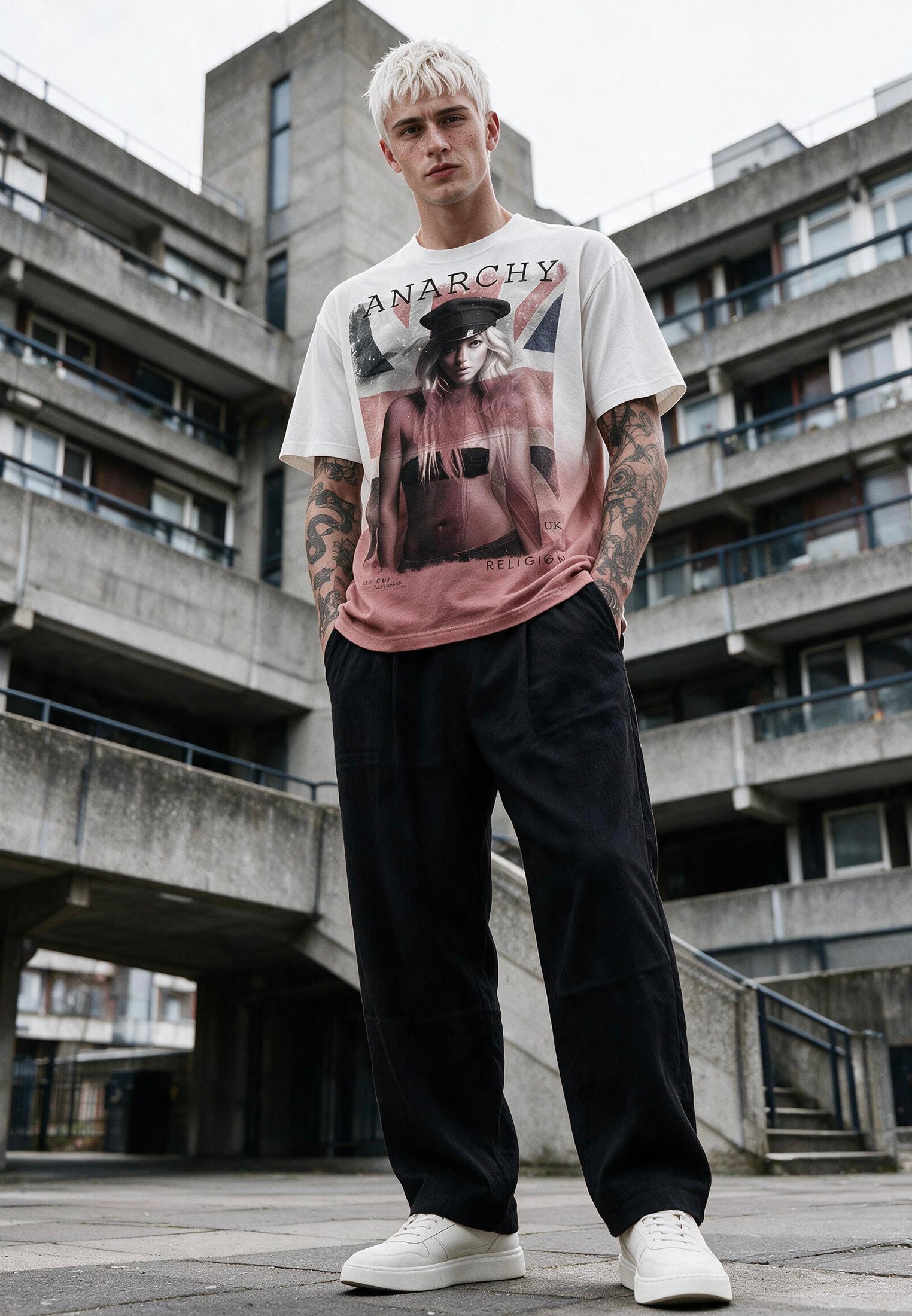 ANARCHY T-SHIRT WHITE & RED