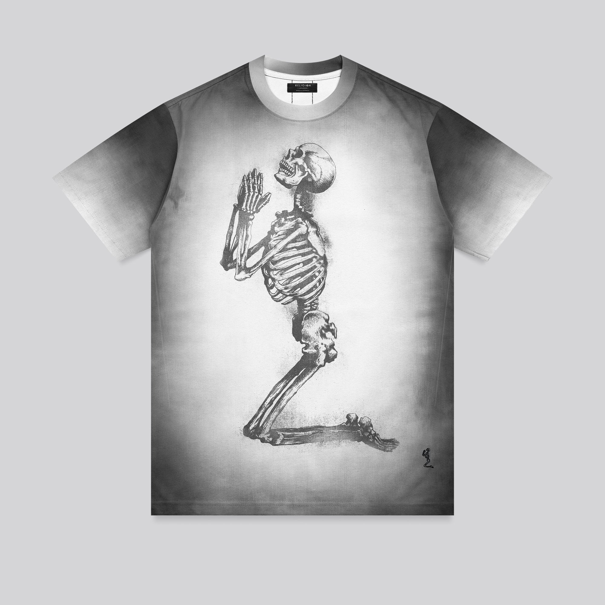 PRAYING SKELETON T-SHIRT WASHED BLACK