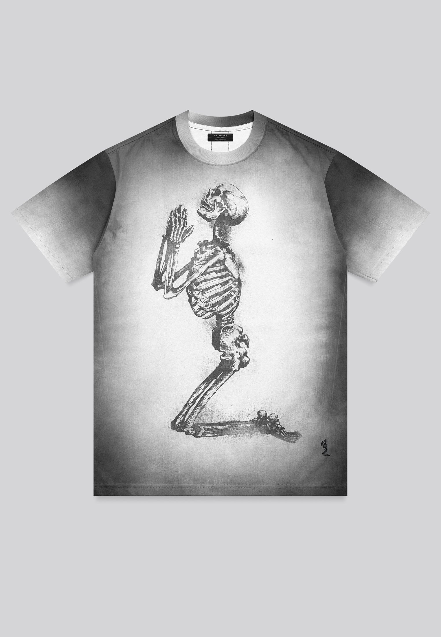 PRAYING SKELETON T-SHIRT WASHED BLACK