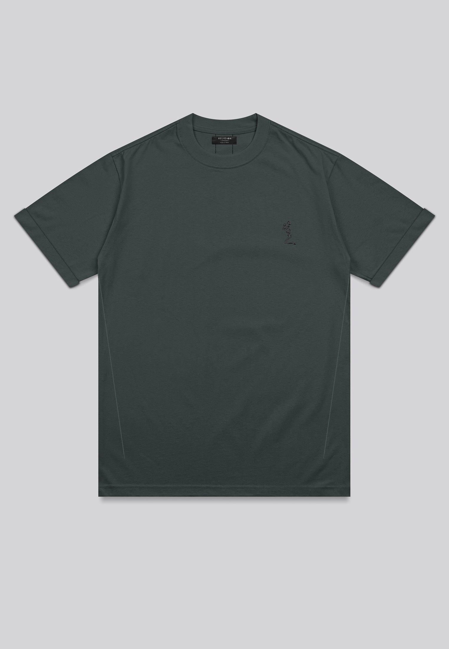 ESSENTIAL ROLLED CUFF T-SHIRT COAL