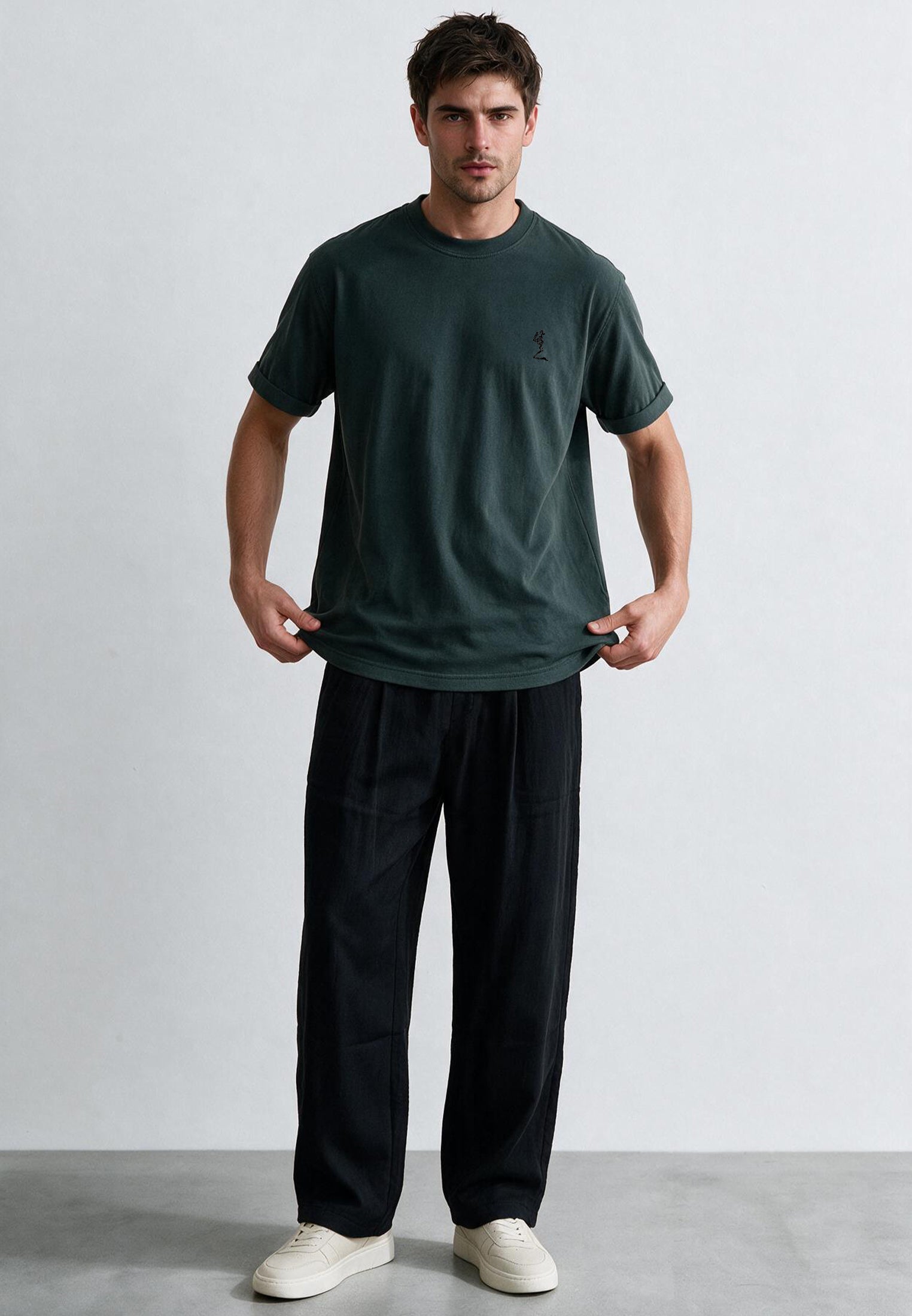 ESSENTIAL ROLLED CUFF T-SHIRT COAL