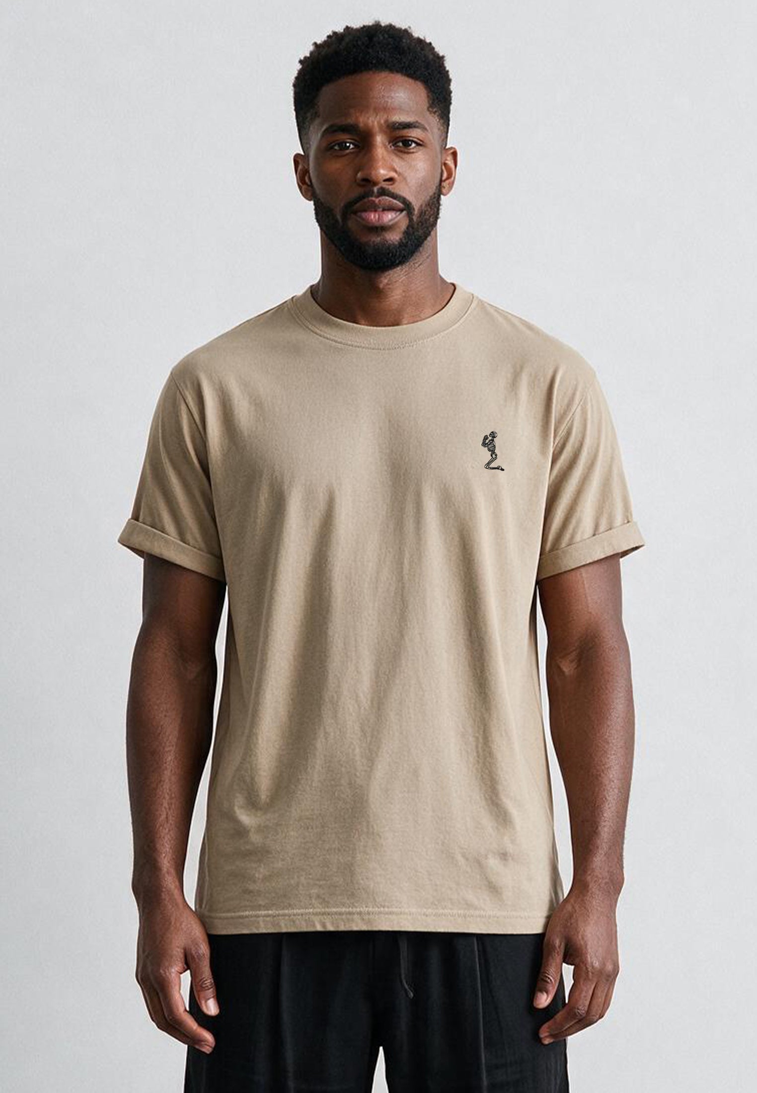 ESSENTIAL ROLLED CUFF T-SHIRT FAWN