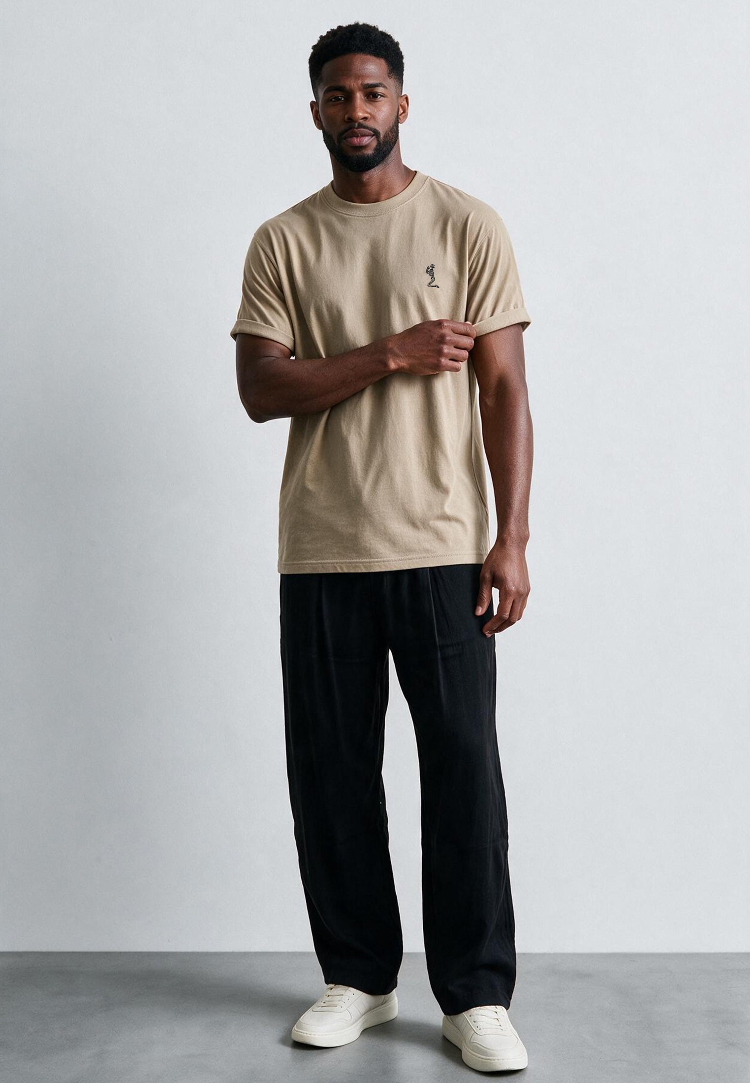 ESSENTIAL ROLLED CUFF T-SHIRT FAWN