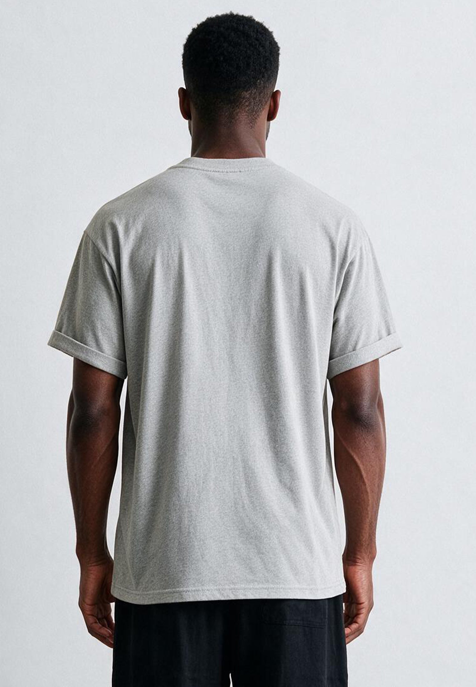 ESSENTIAL ROLLED CUFF T-SHIRT GREY MARL