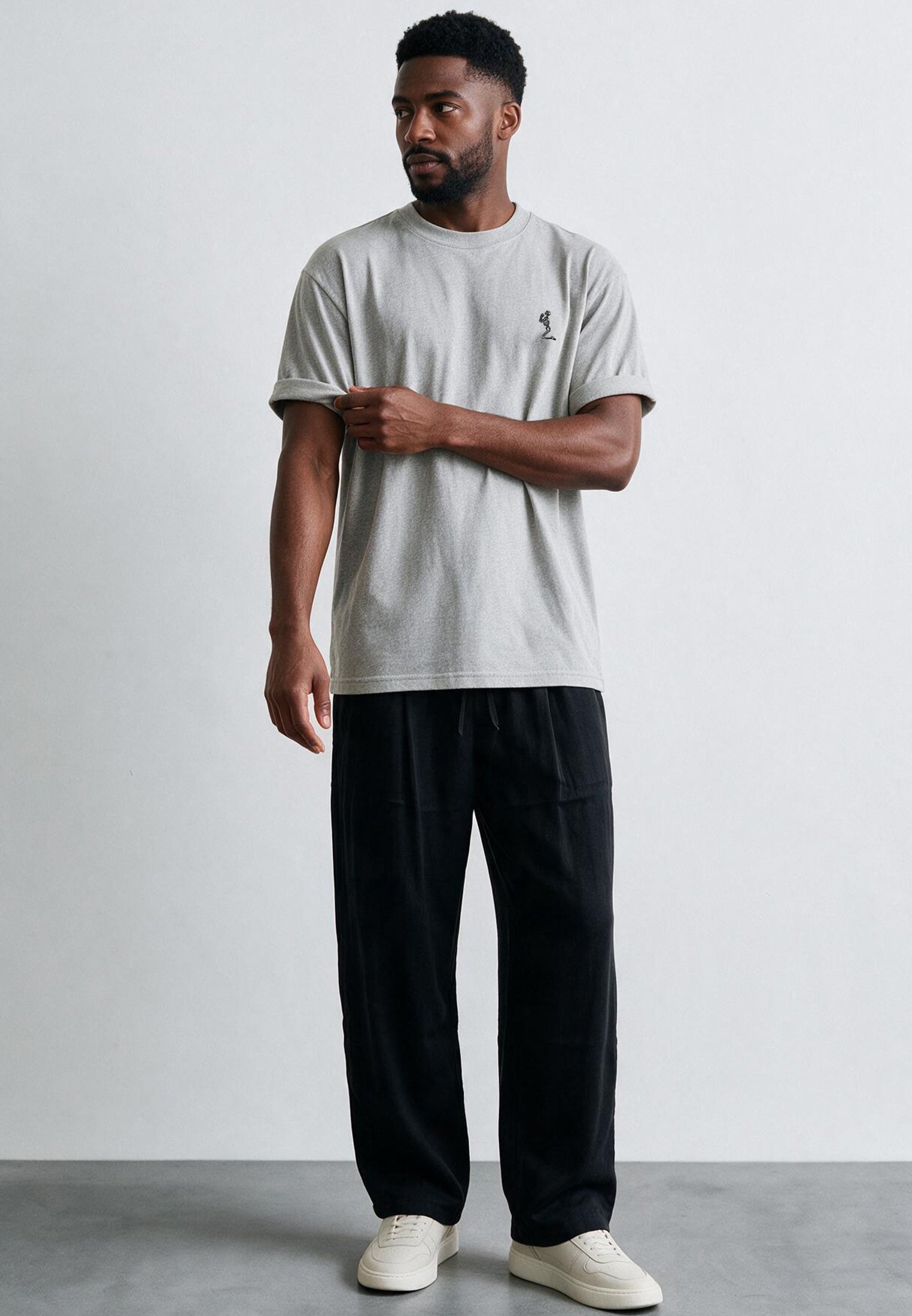 ESSENTIAL ROLLED CUFF T-SHIRT GREY MARL