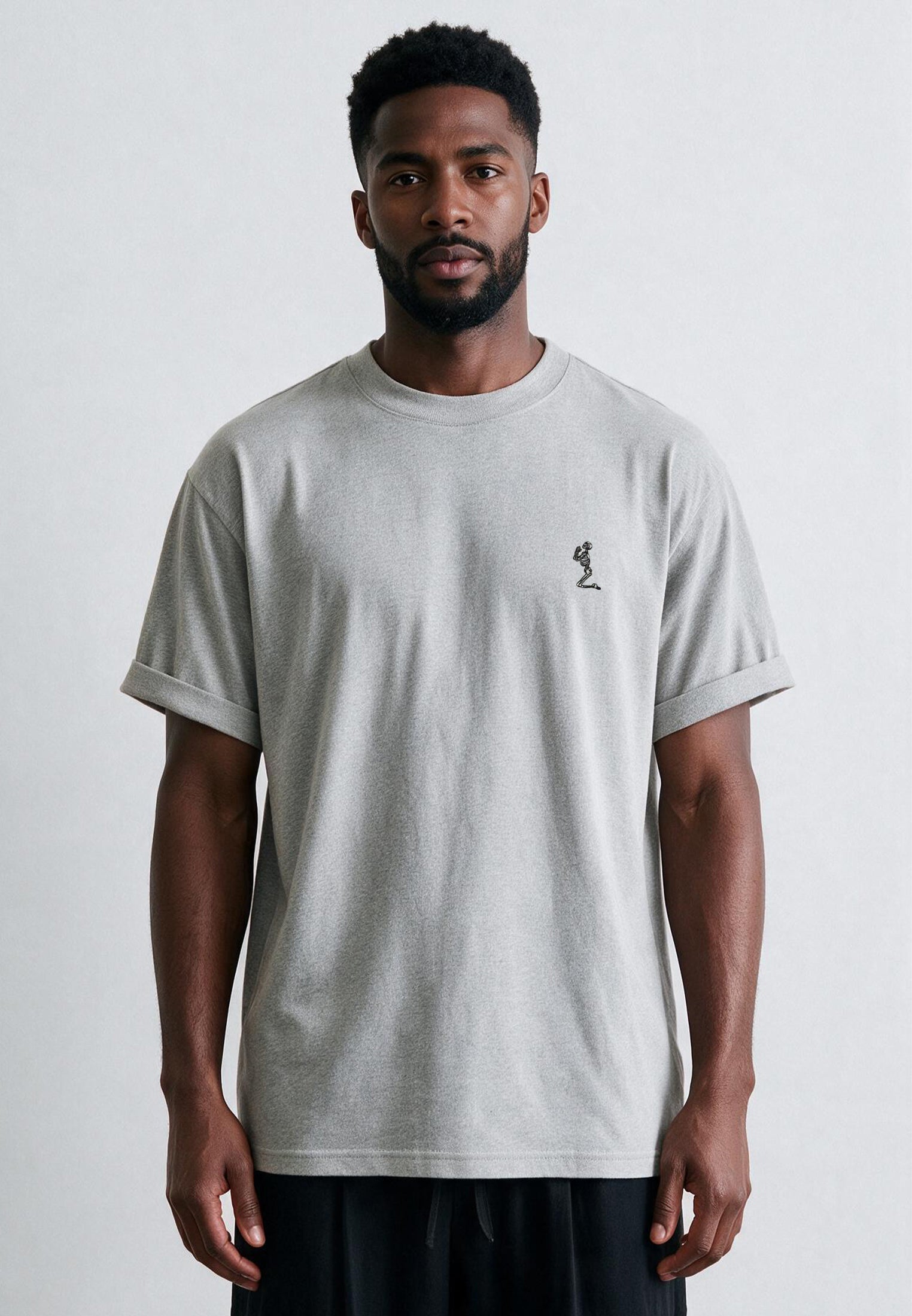 ESSENTIAL ROLLED CUFF T-SHIRT GREY MARL