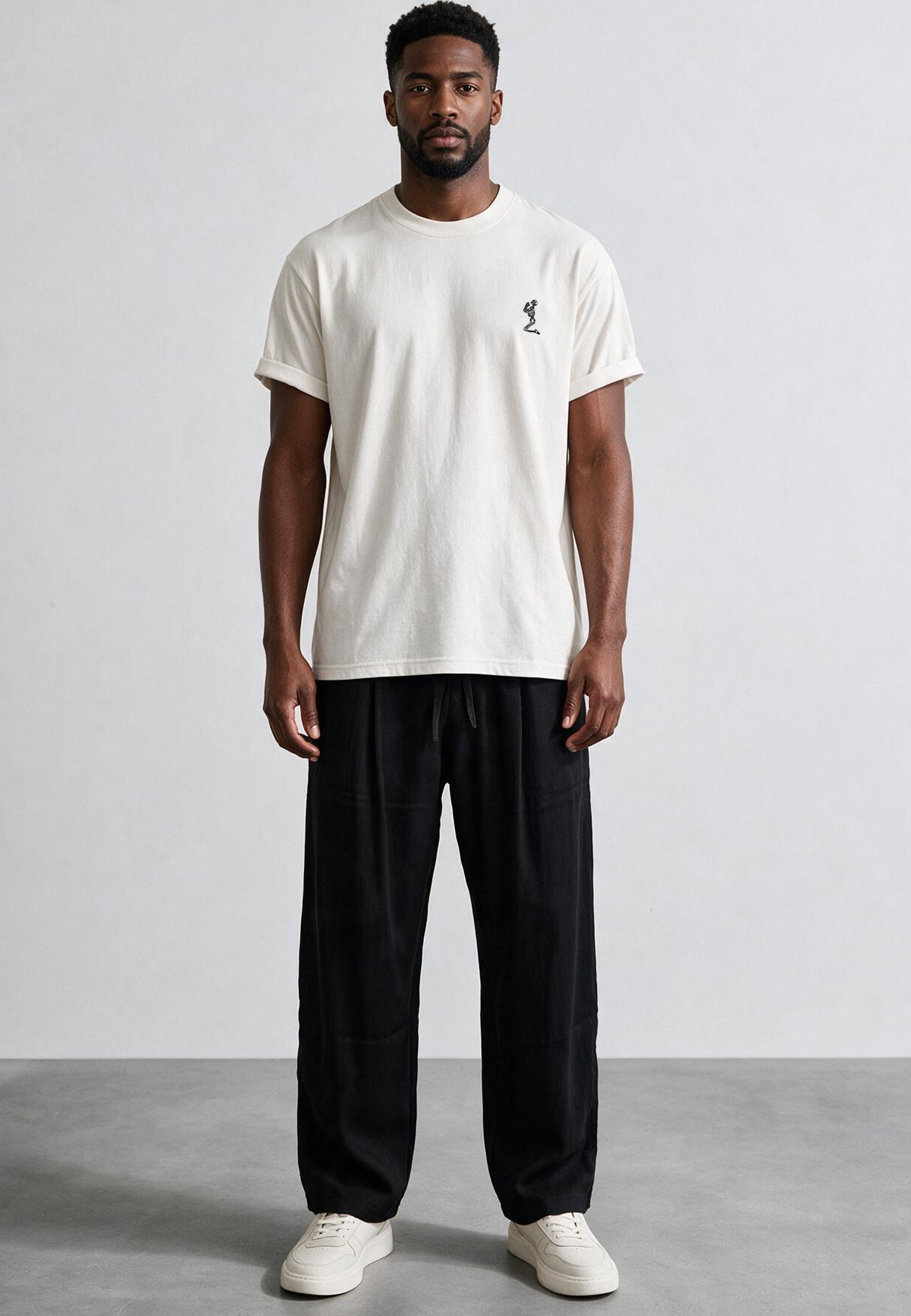 ESSENTIAL ROLLED CUFF T-SHIRT OFF WHITE