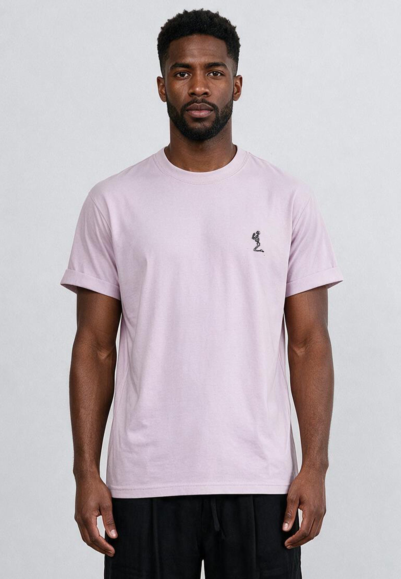 ESSENTIAL ROLLED CUFF T-SHIRT PALE PINK