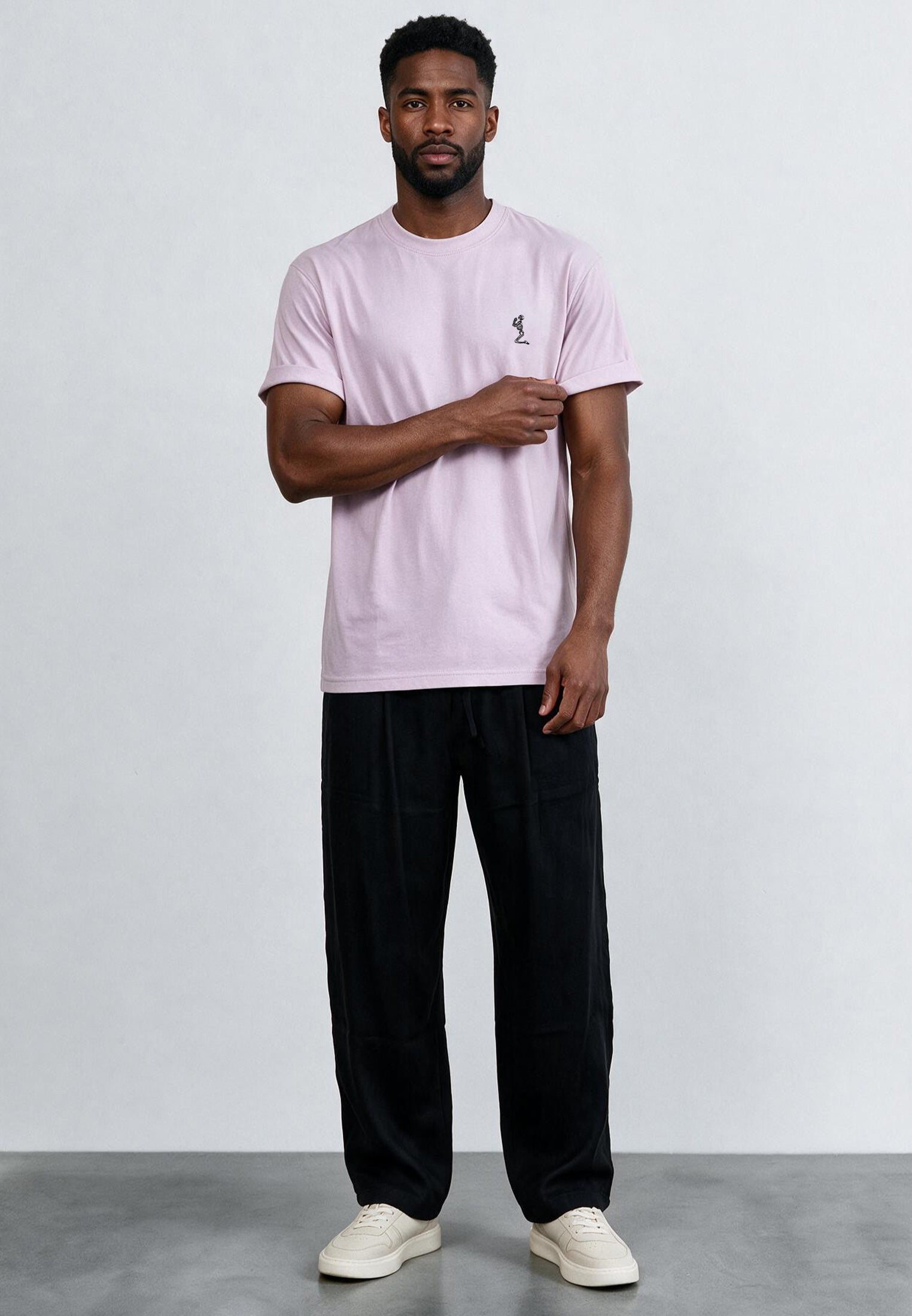 ESSENTIAL ROLLED CUFF T-SHIRT PALE PINK