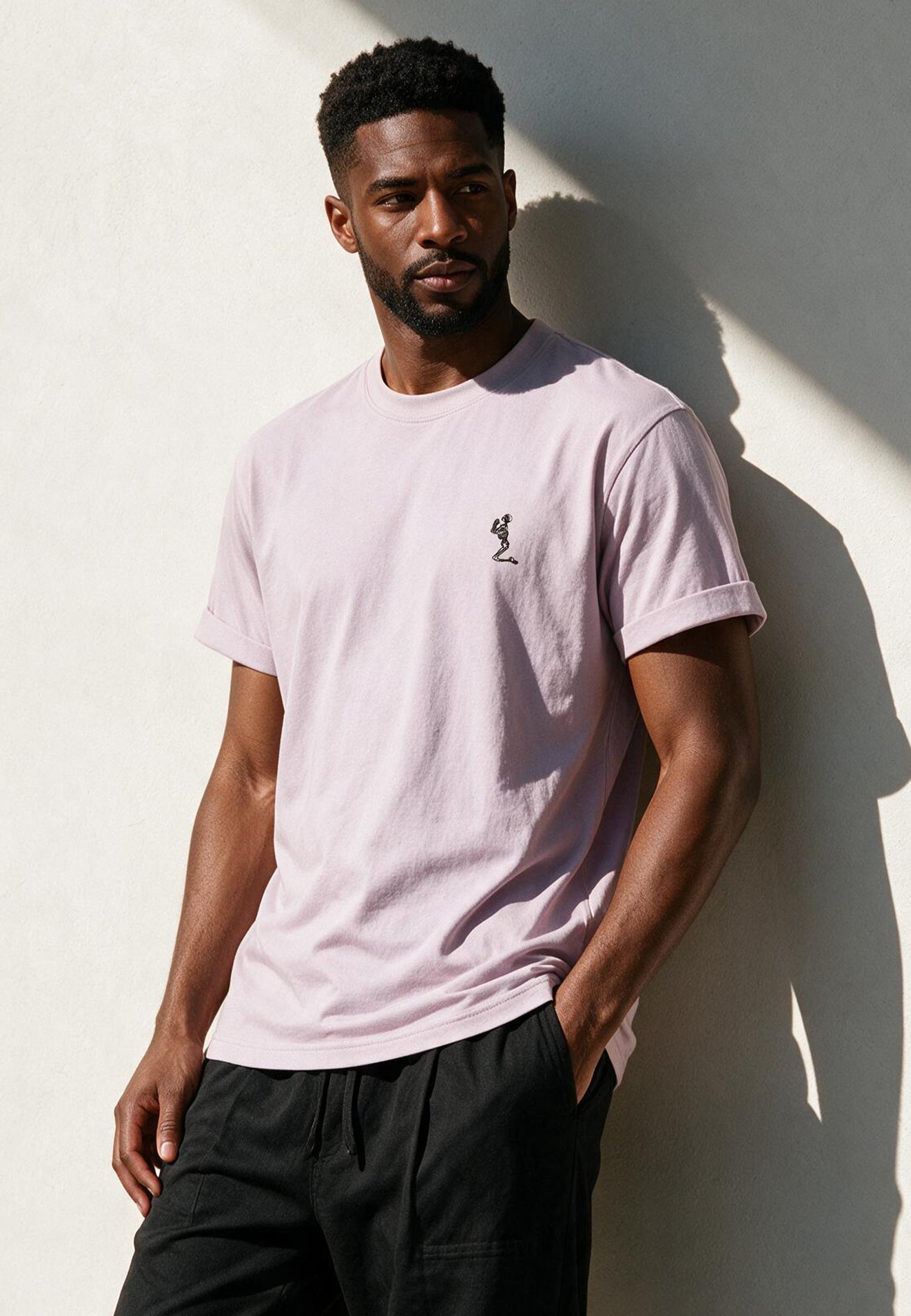 ESSENTIAL ROLLED CUFF T-SHIRT PALE PINK