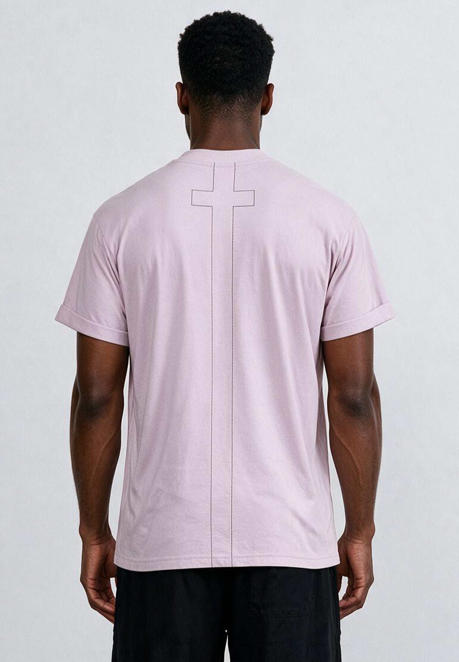 ESSENTIAL ROLLED CUFF T-SHIRT PALE PINK