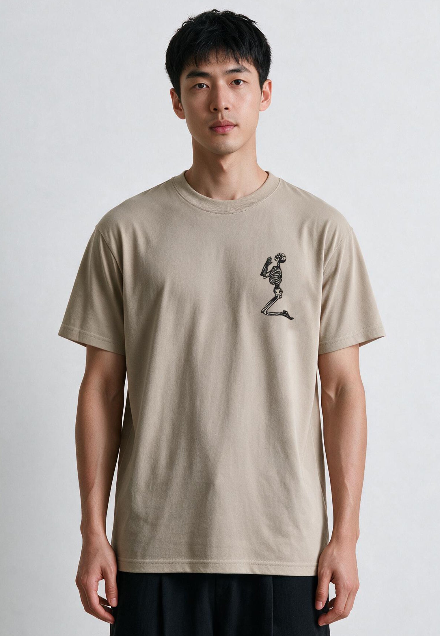 ESSENTIAL BIG SKELETON FAWN T-SHIRT