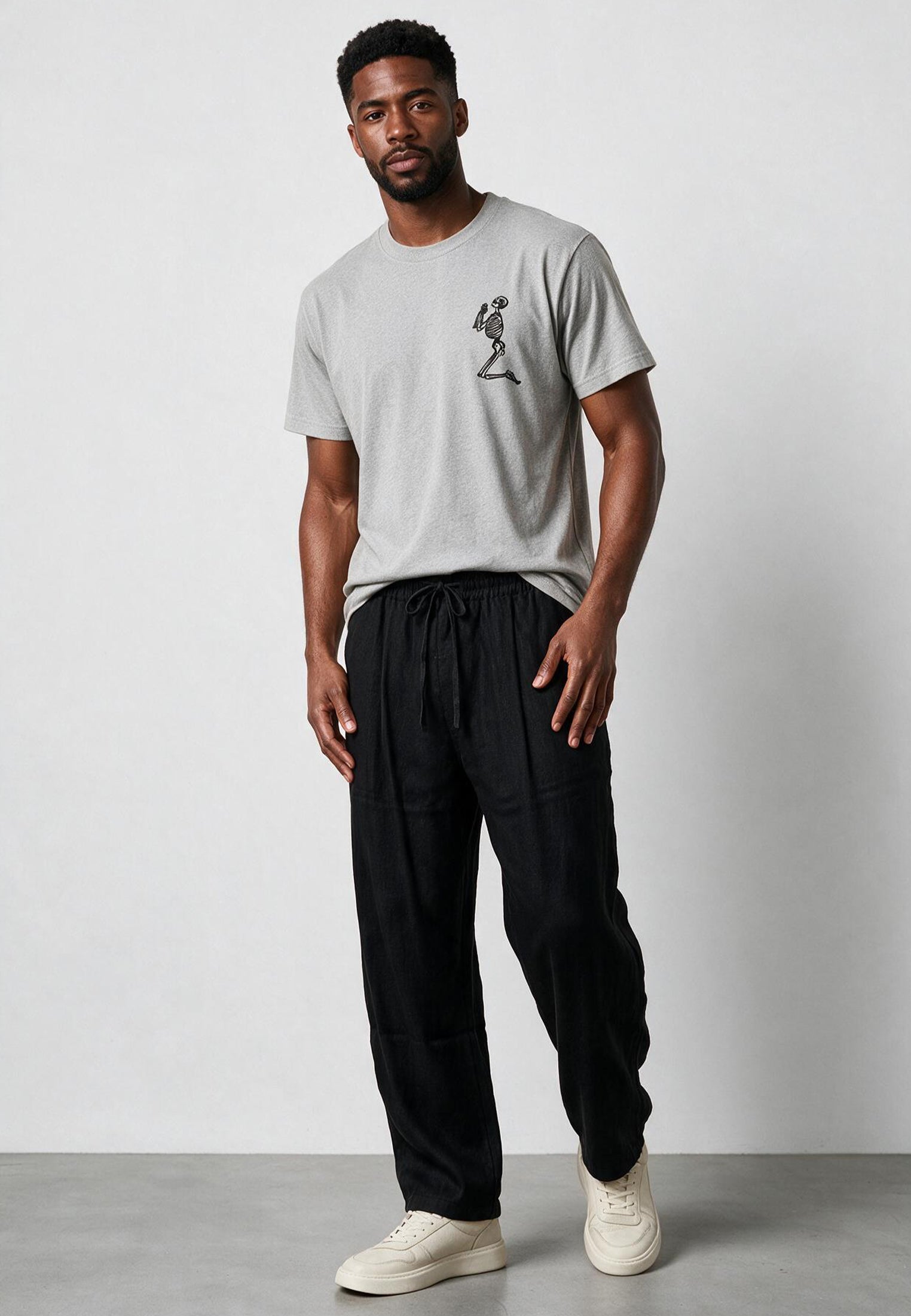 ESSENTIAL BIG SKELETON GREY MARL T-SHIRT