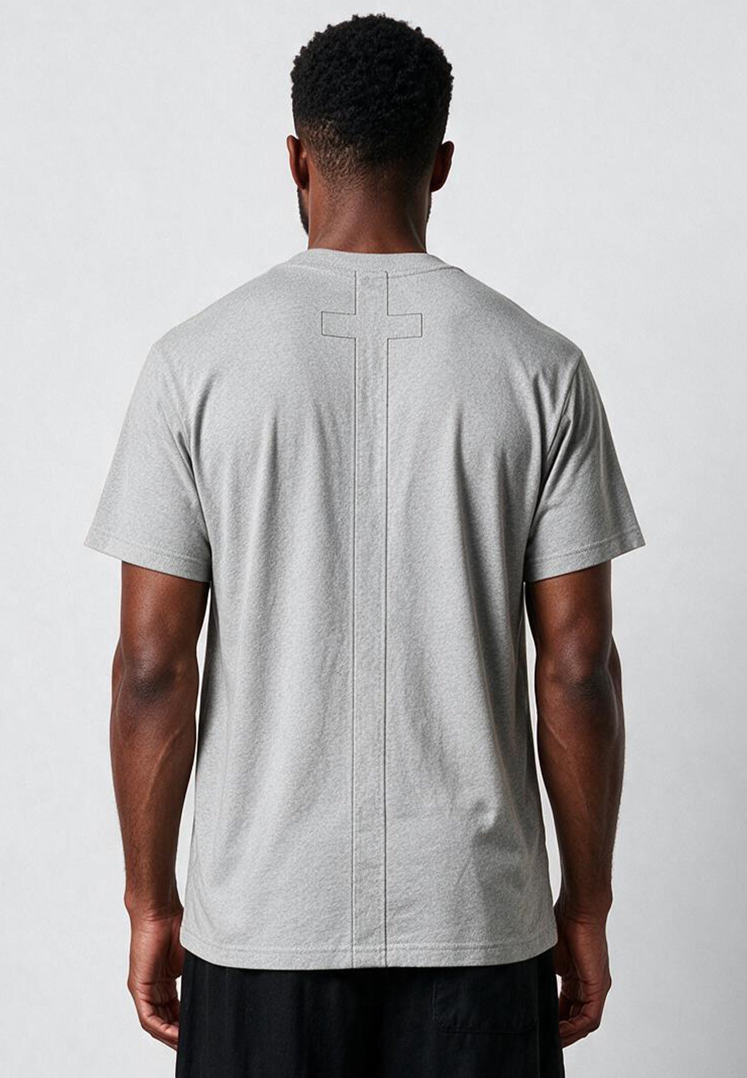 ESSENTIAL BIG SKELETON GREY MARL T-SHIRT