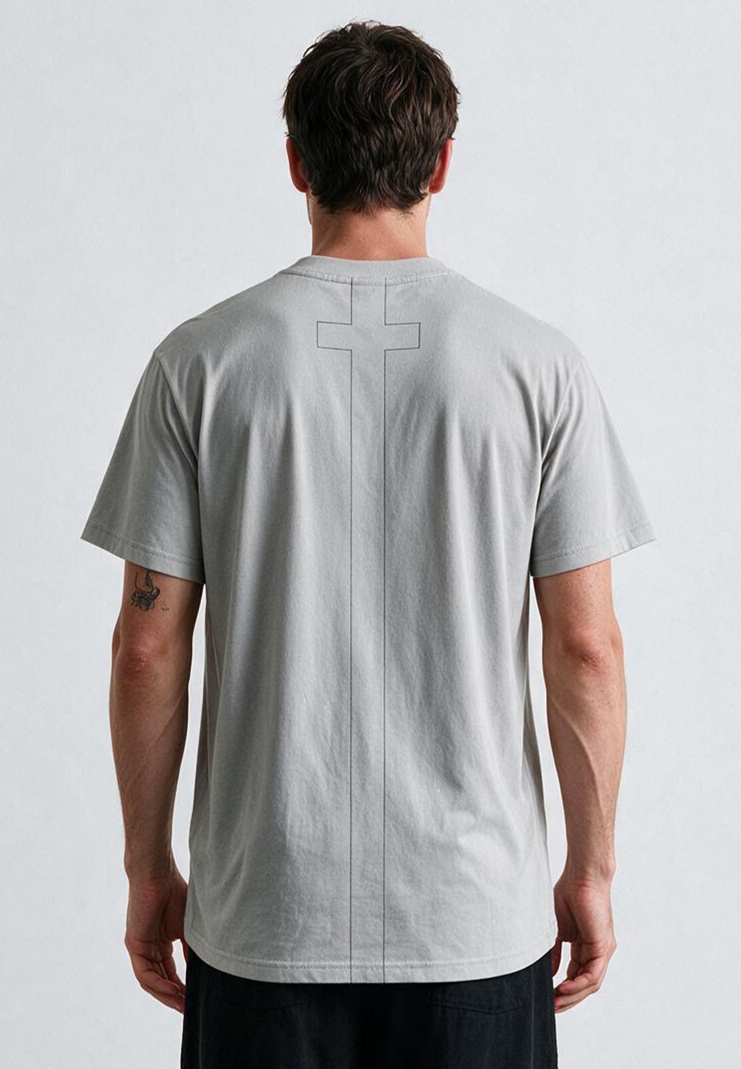 ESSENTIAL BIG SKELETON LIGHT GREY T-SHIRT