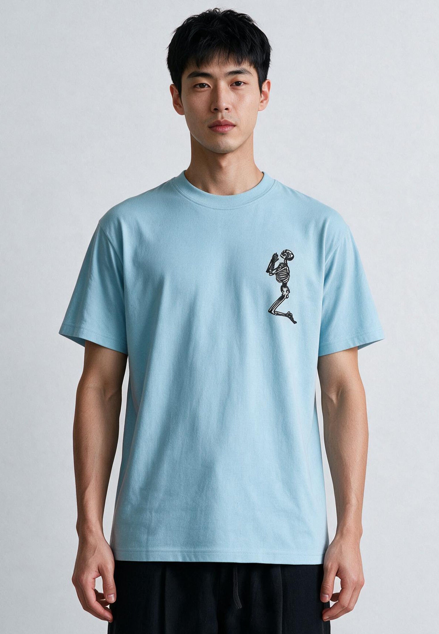 ESSENTIAL BIG SKELETON PALE BLUE T-SHIRT