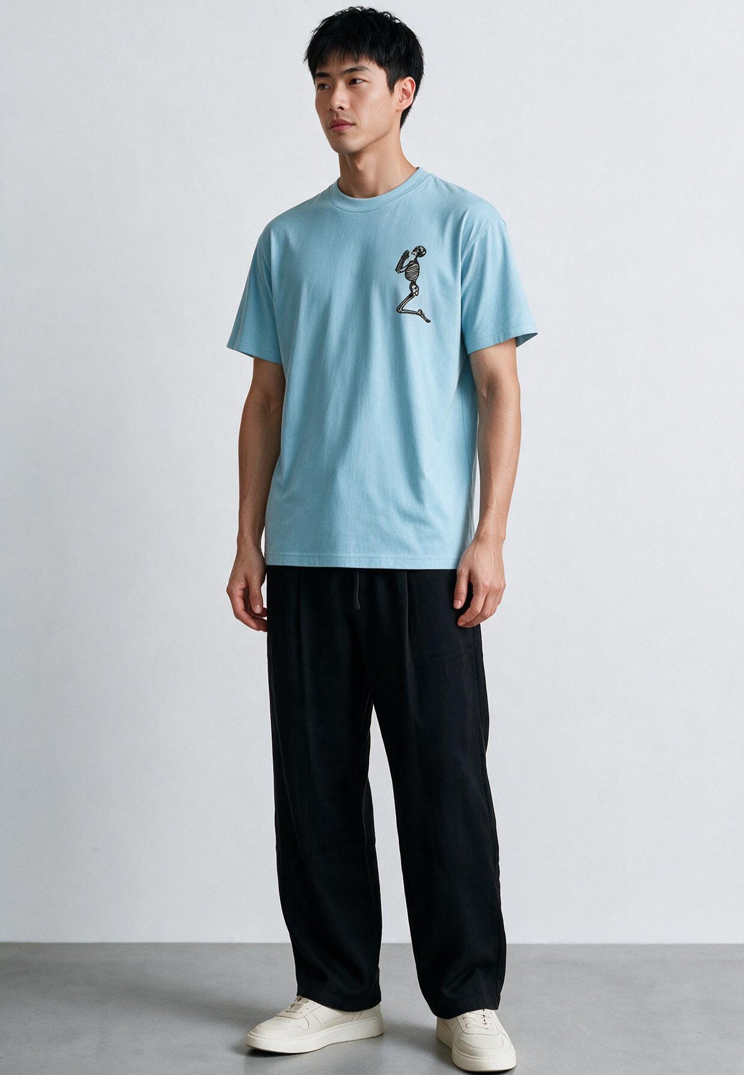 ESSENTIAL BIG SKELETON PALE BLUE T-SHIRT