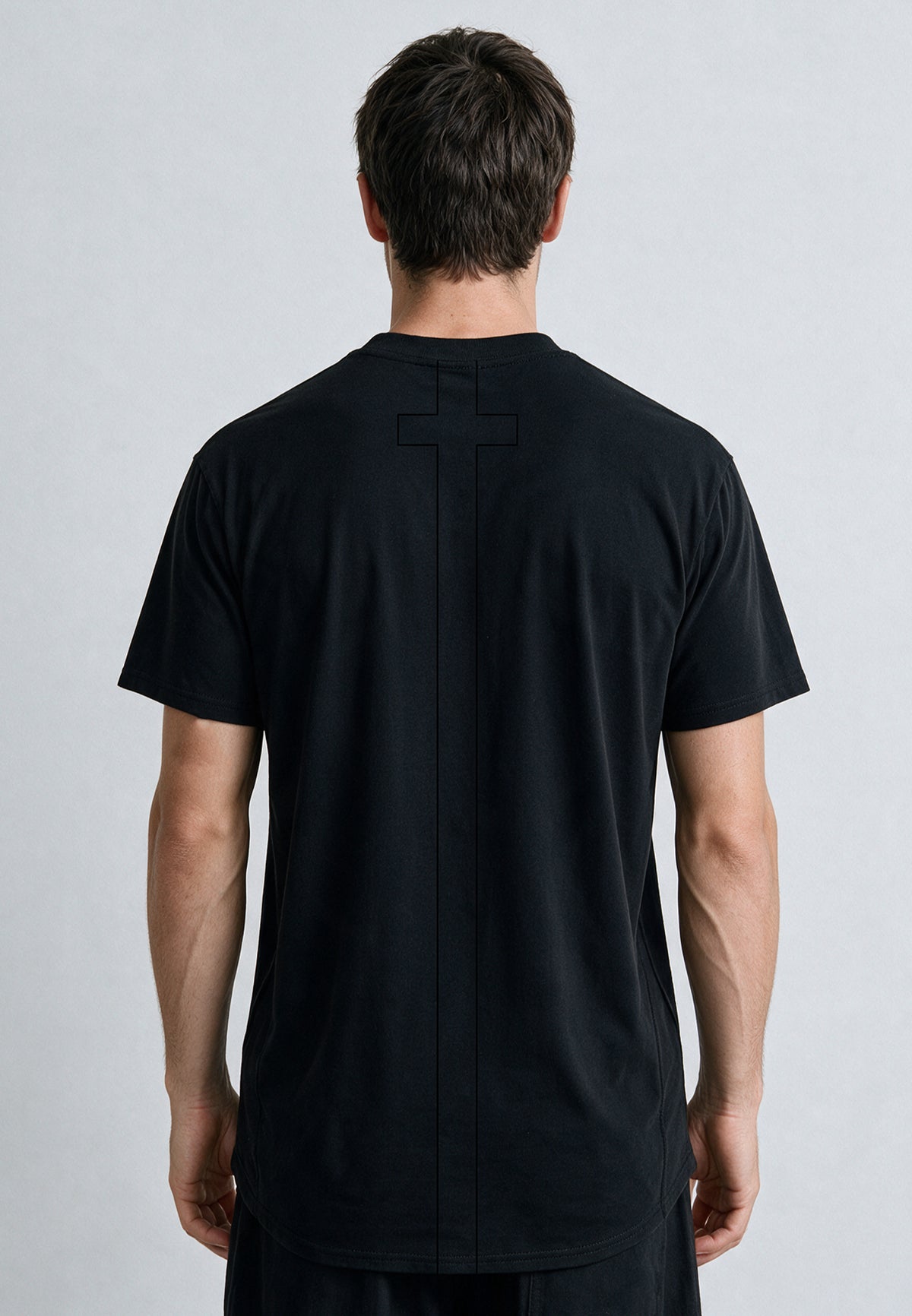ESSENTIAL SWAG CURVED HEM BLACK T-SHIRT