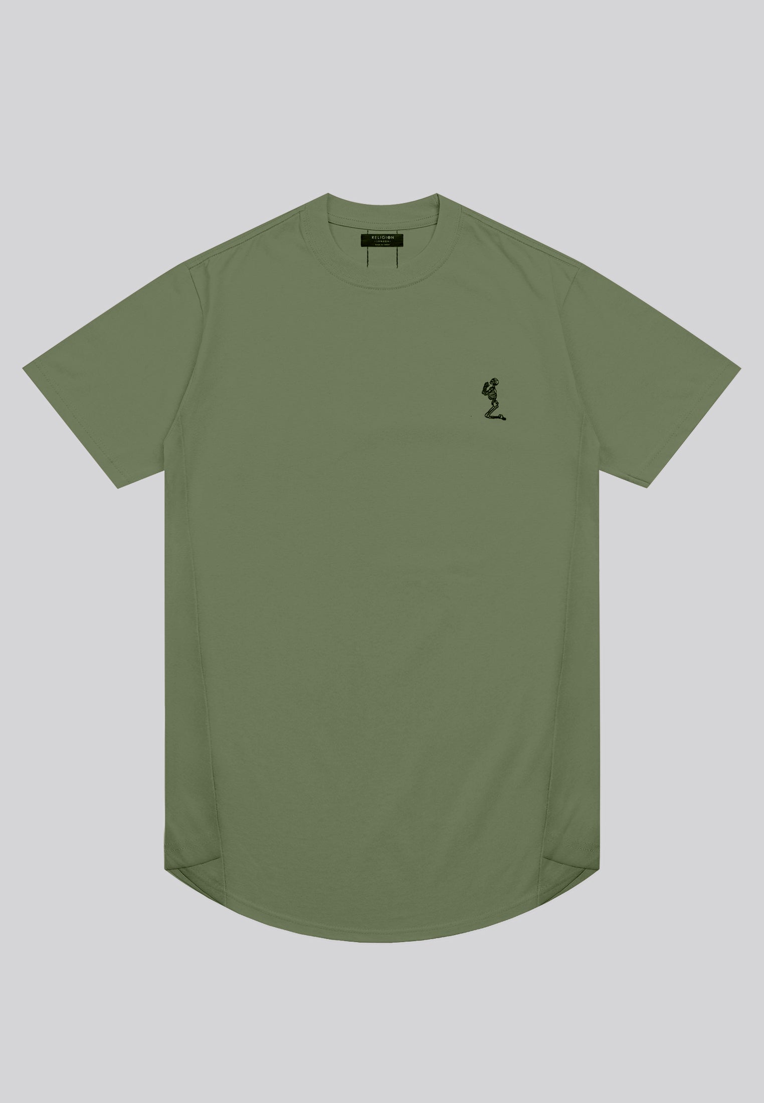 ESSENTIAL SWAG CURVED HEM DARK OLIVE T-SHIRT