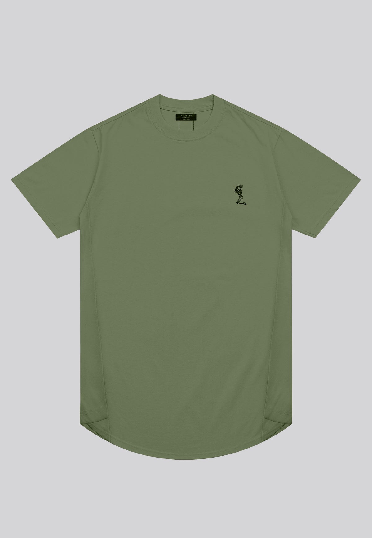ESSENTIAL SWAG CURVED HEM DARK OLIVE T-SHIRT