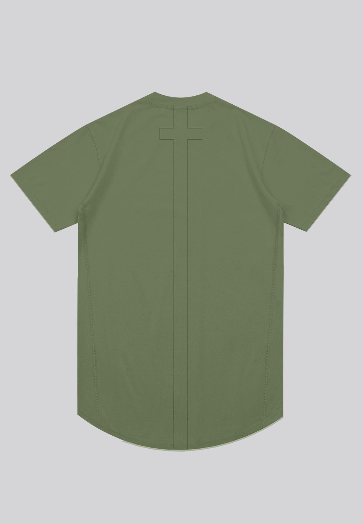 ESSENTIAL SWAG CURVED HEM DARK OLIVE T-SHIRT