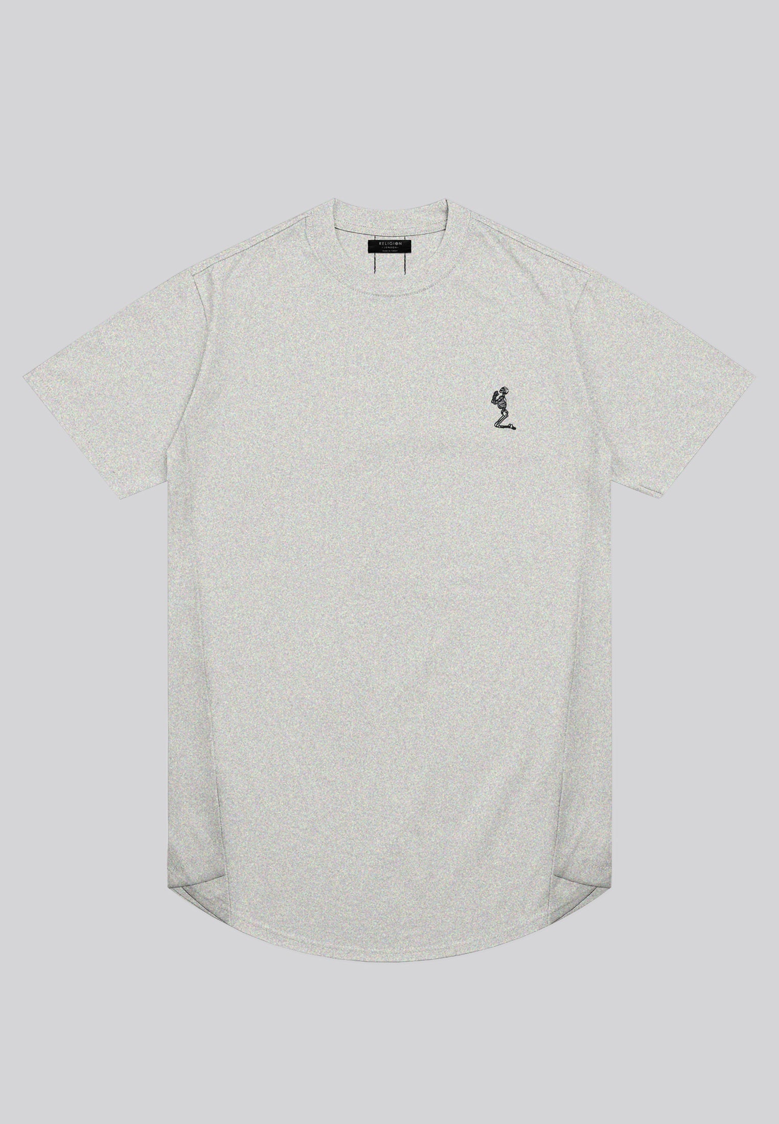 ESSENTIAL SWAG CURVED HEM GREY MARL T-SHIRT