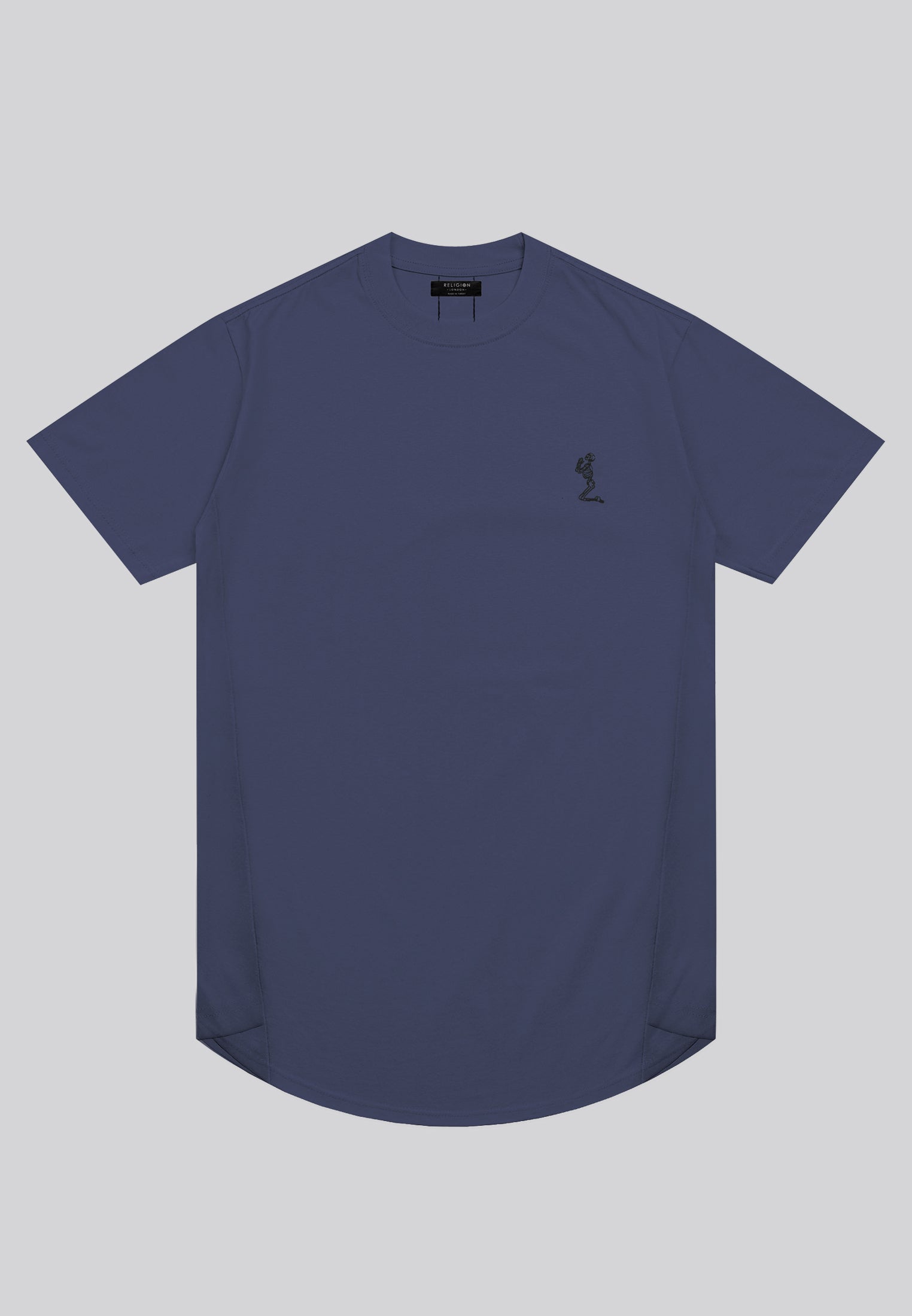 ESSENTIAL SWAG CURVED HEM INDIGO T-SHIRT