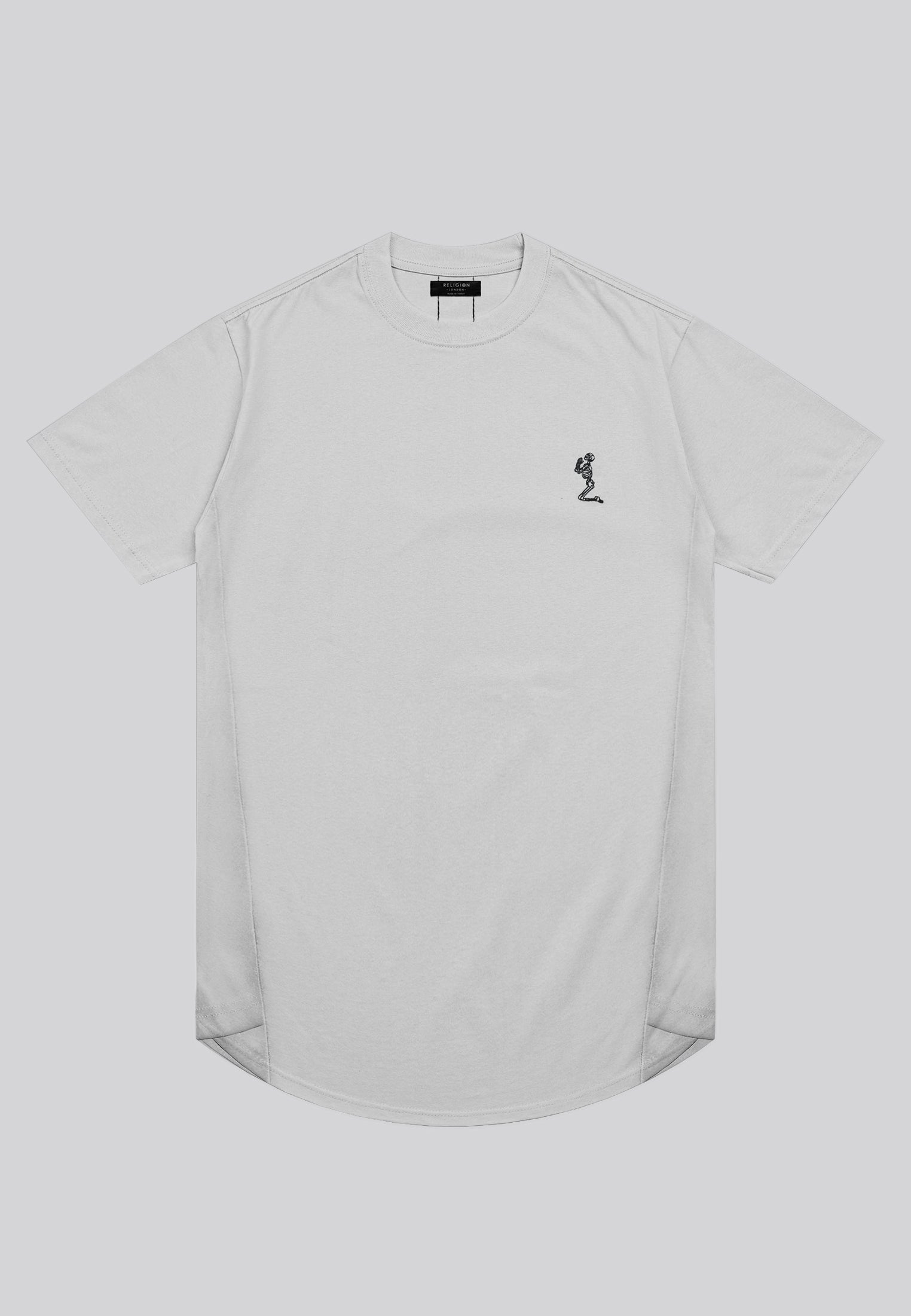ESSENTIAL SWAG CURVED HEM LIGHT GREY T-SHIRT