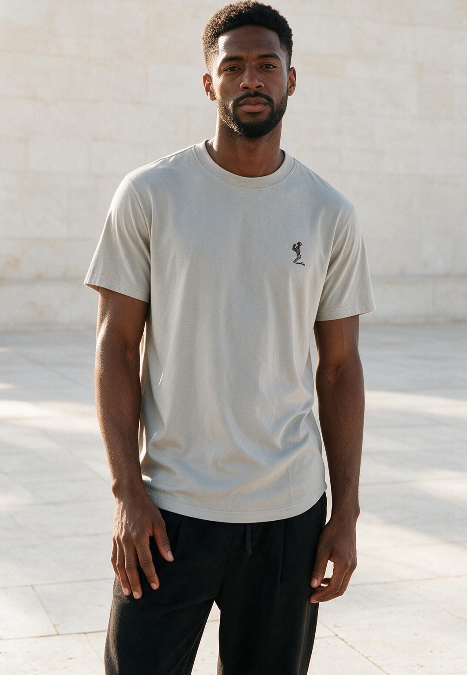ESSENTIAL SWAG CURVED HEM LIGHT GREY T-SHIRT