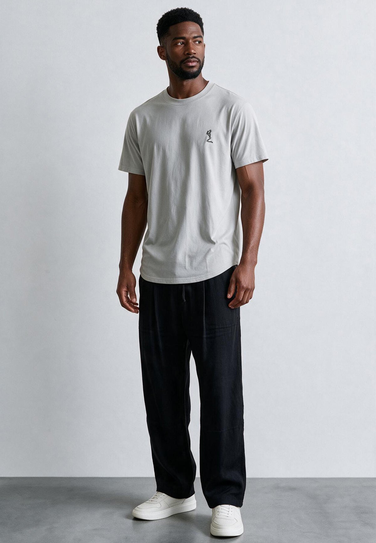 ESSENTIAL SWAG CURVED HEM LIGHT GREY T-SHIRT