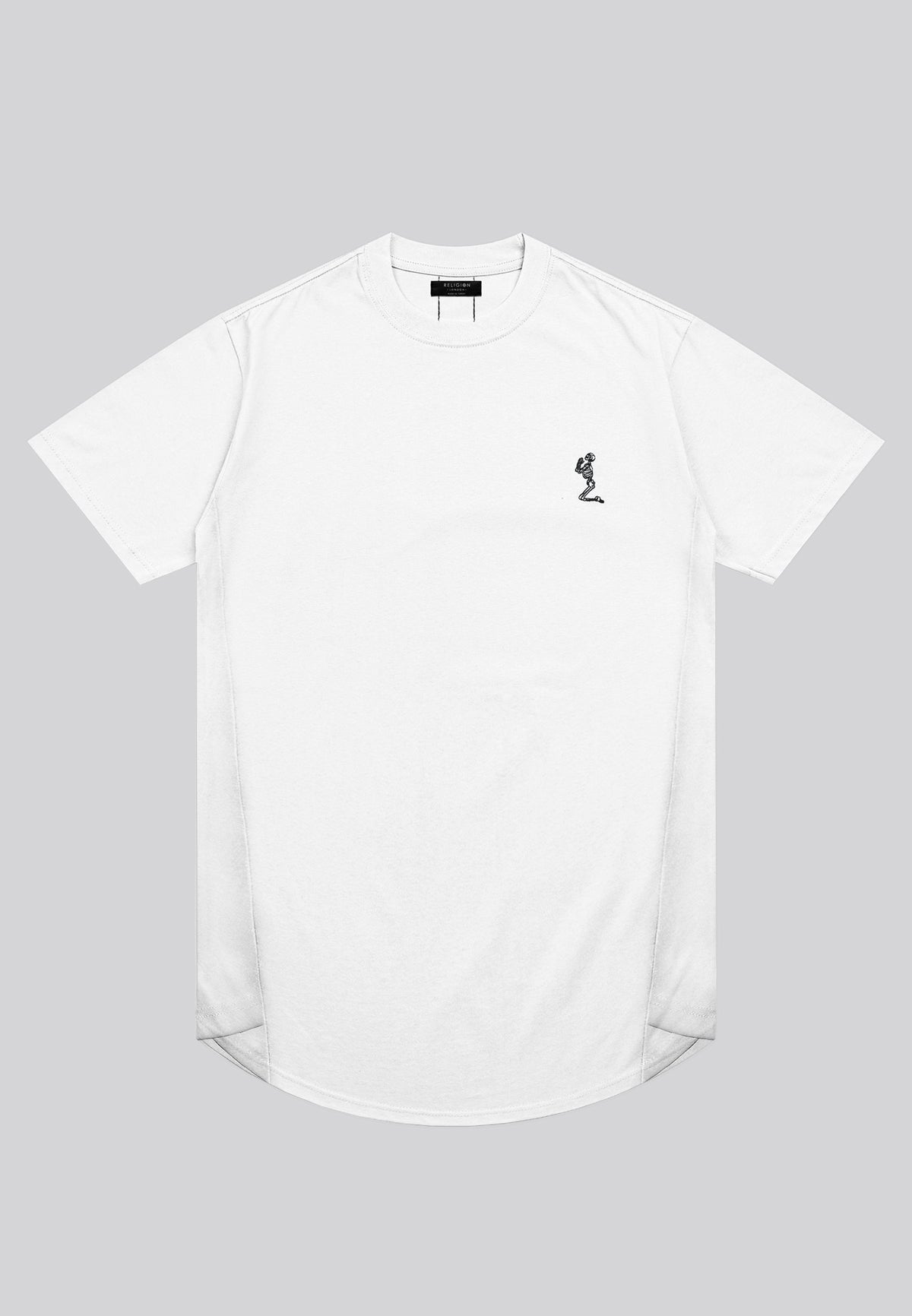 ESSENTIAL SWAG CURVED HEM WHITE T-SHIRT