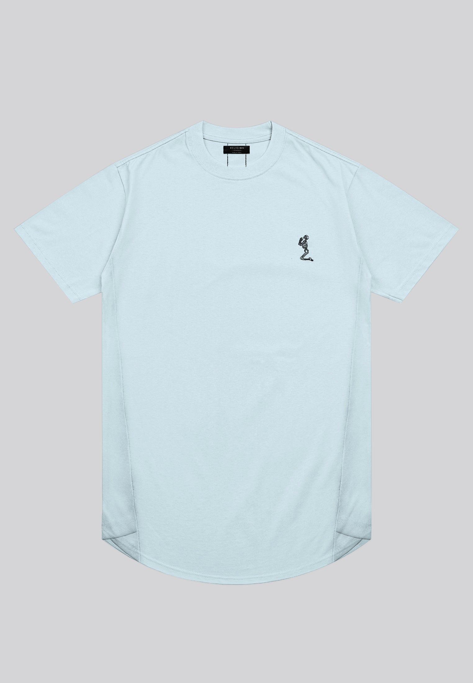 ESSENTIAL SWAG CURVED HEM PALE BLUE T-SHIRT