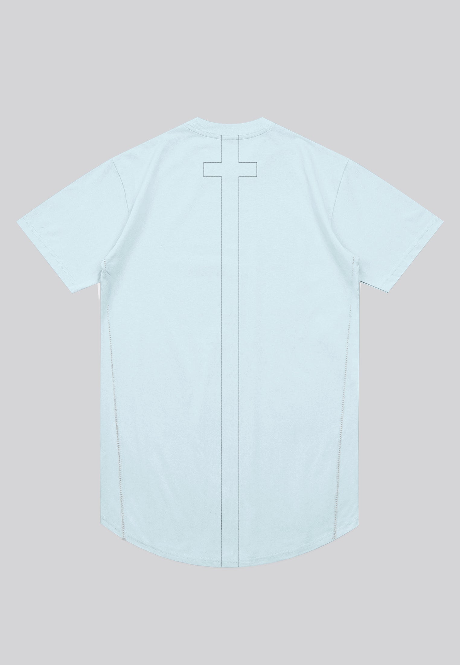 ESSENTIAL SWAG CURVED HEM PALE BLUE T-SHIRT