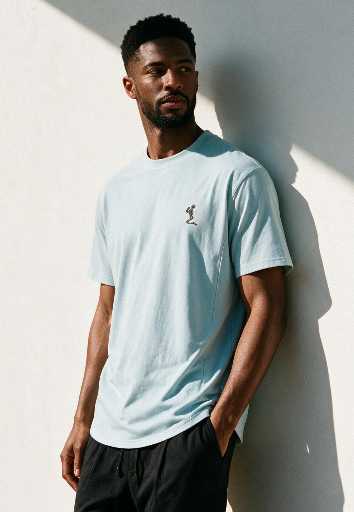 ESSENTIAL SWAG CURVED HEM PALE BLUE T-SHIRT