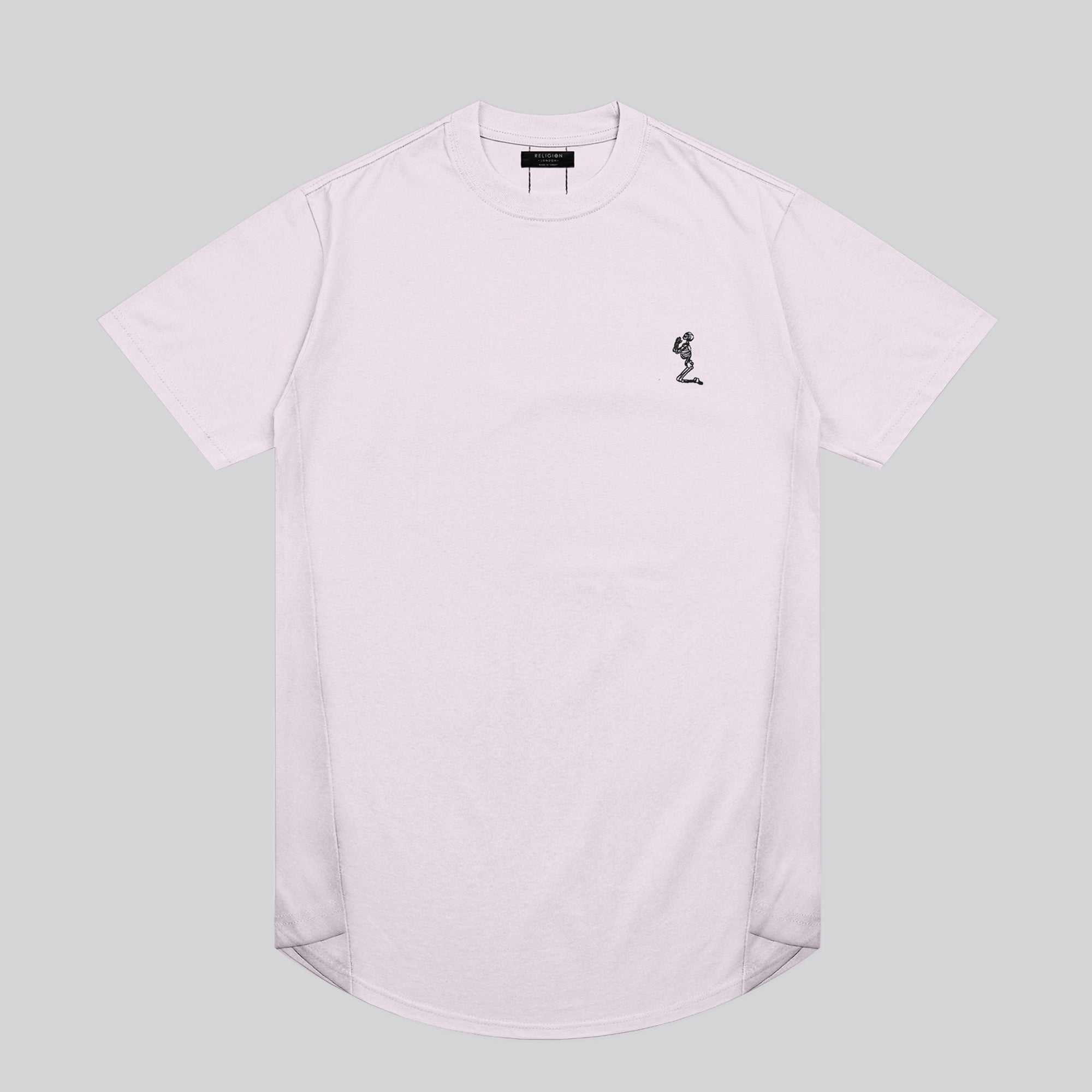 ESSENTIAL SWAG CURVED HEM PALE PINK T-SHIRT