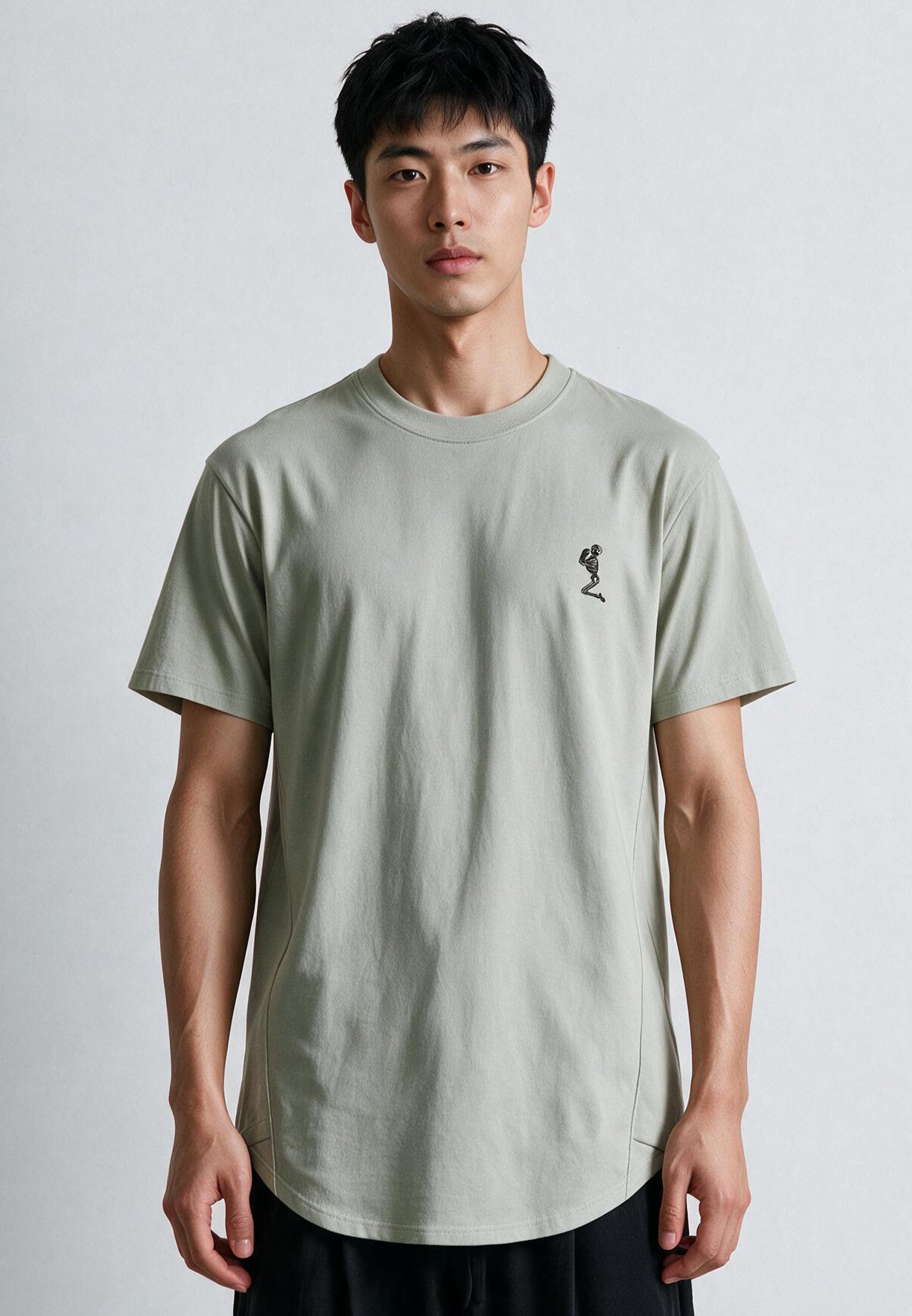 ESSENTIAL SWAG CURVED HEM SOFT KHAKI T-SHIRT