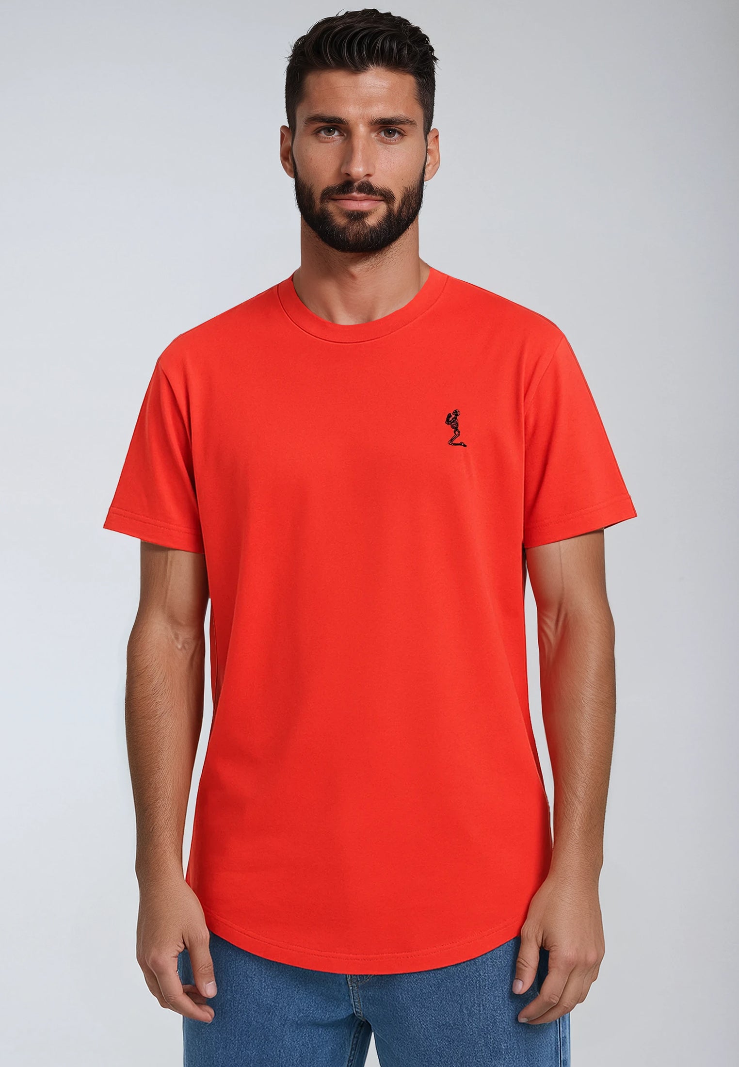 ESSENTIAL CURVED HEM ROYAL RED T-SHIRT