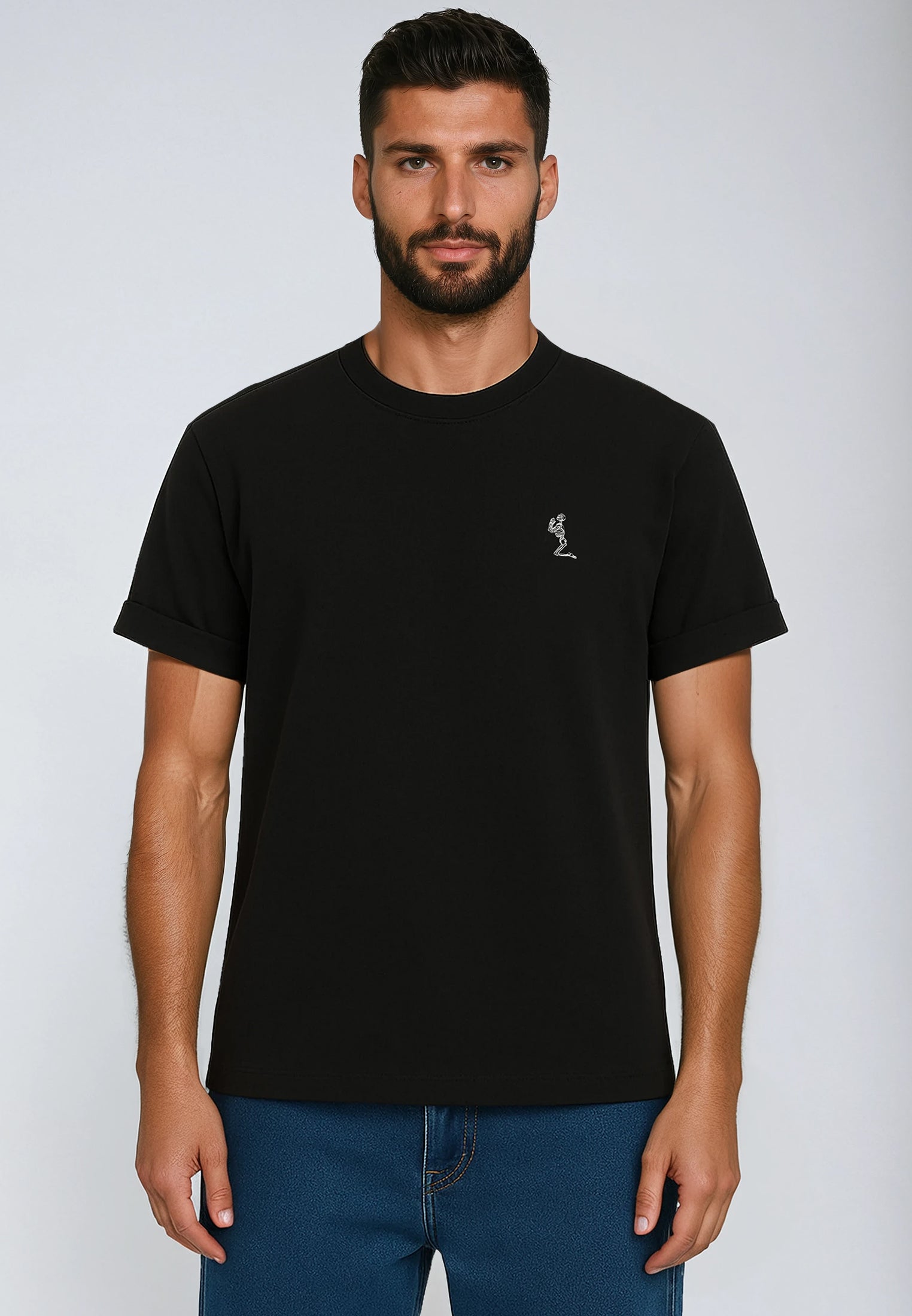 ESSENTIAL ROLLED CUFF T-SHIRT BLACK