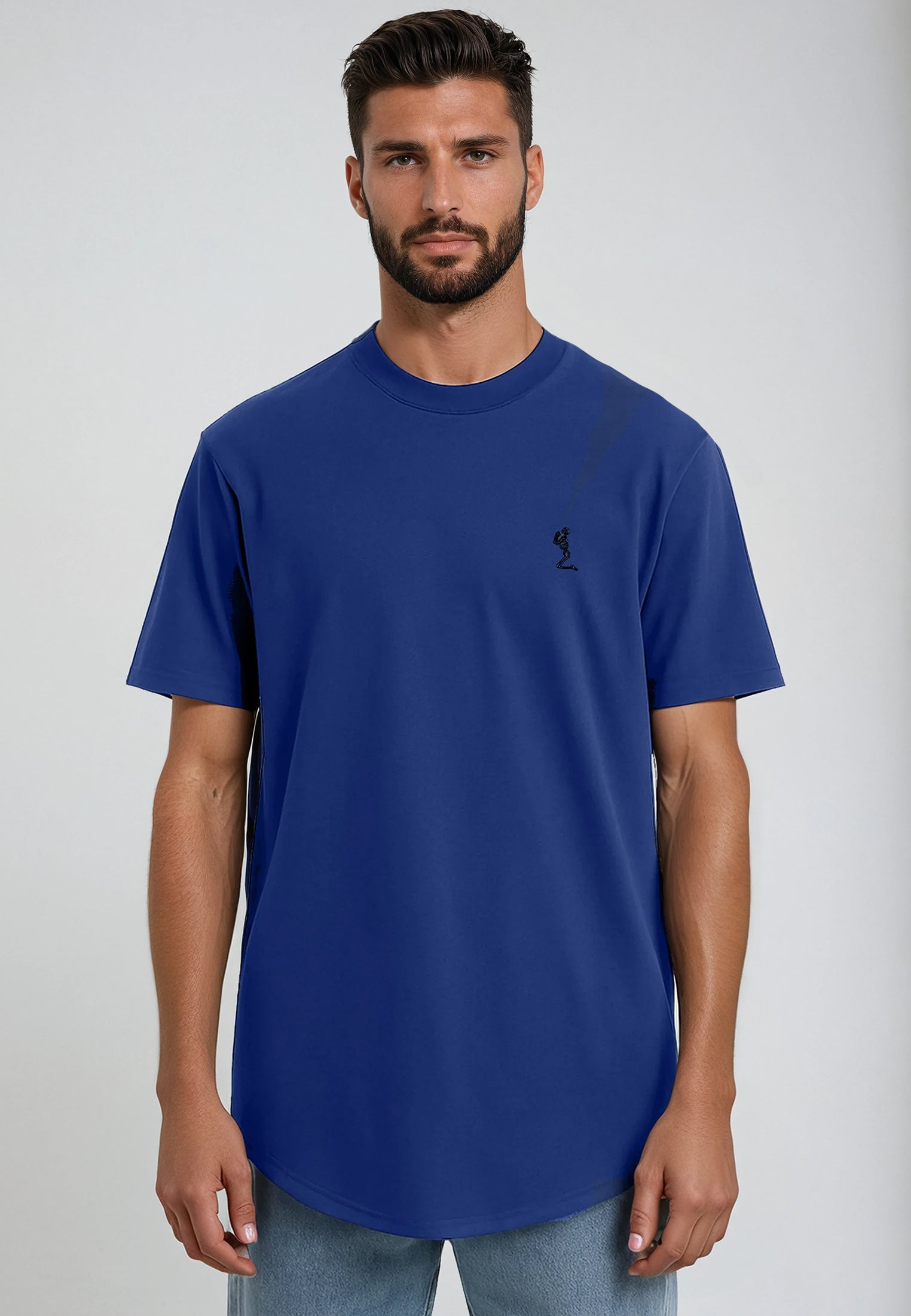 ESSENTIAL CURVED HEM COBALT BLUE T-SHIRT