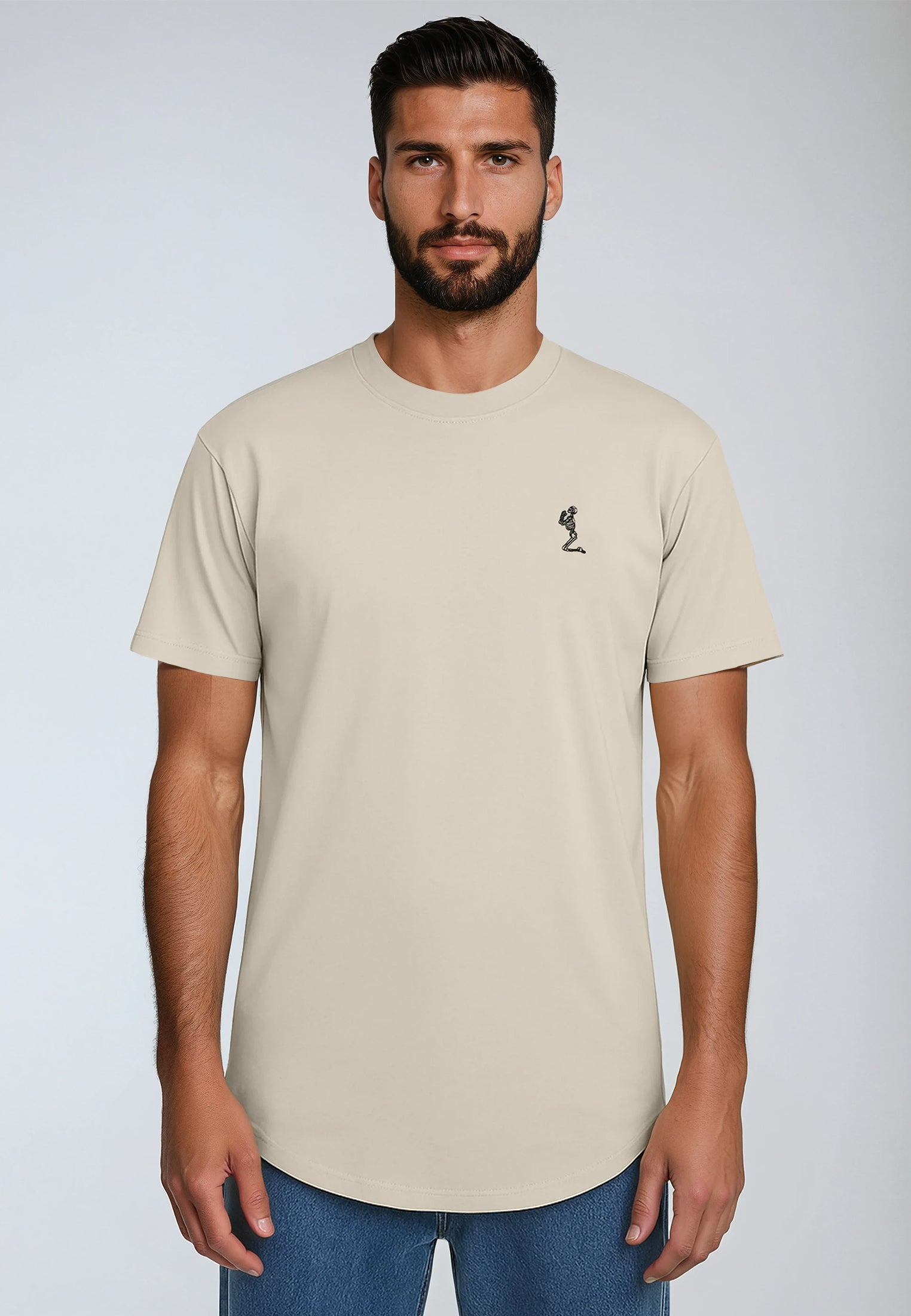 ESSENTIAL SWAG CURVED HEM FAWN T-SHIRT