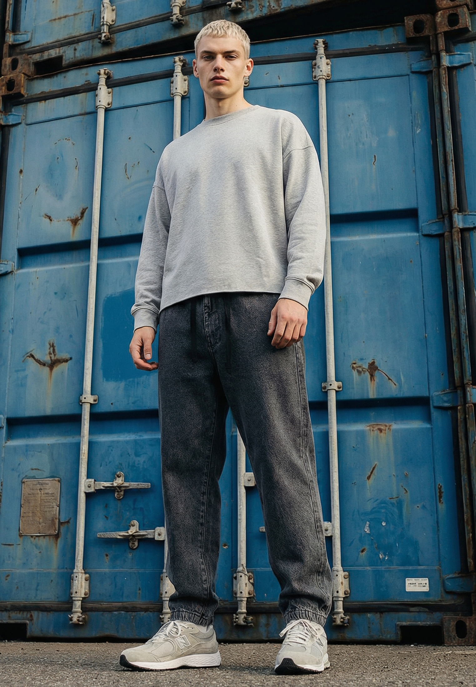 CROP BOX SWEAT GREY MARL