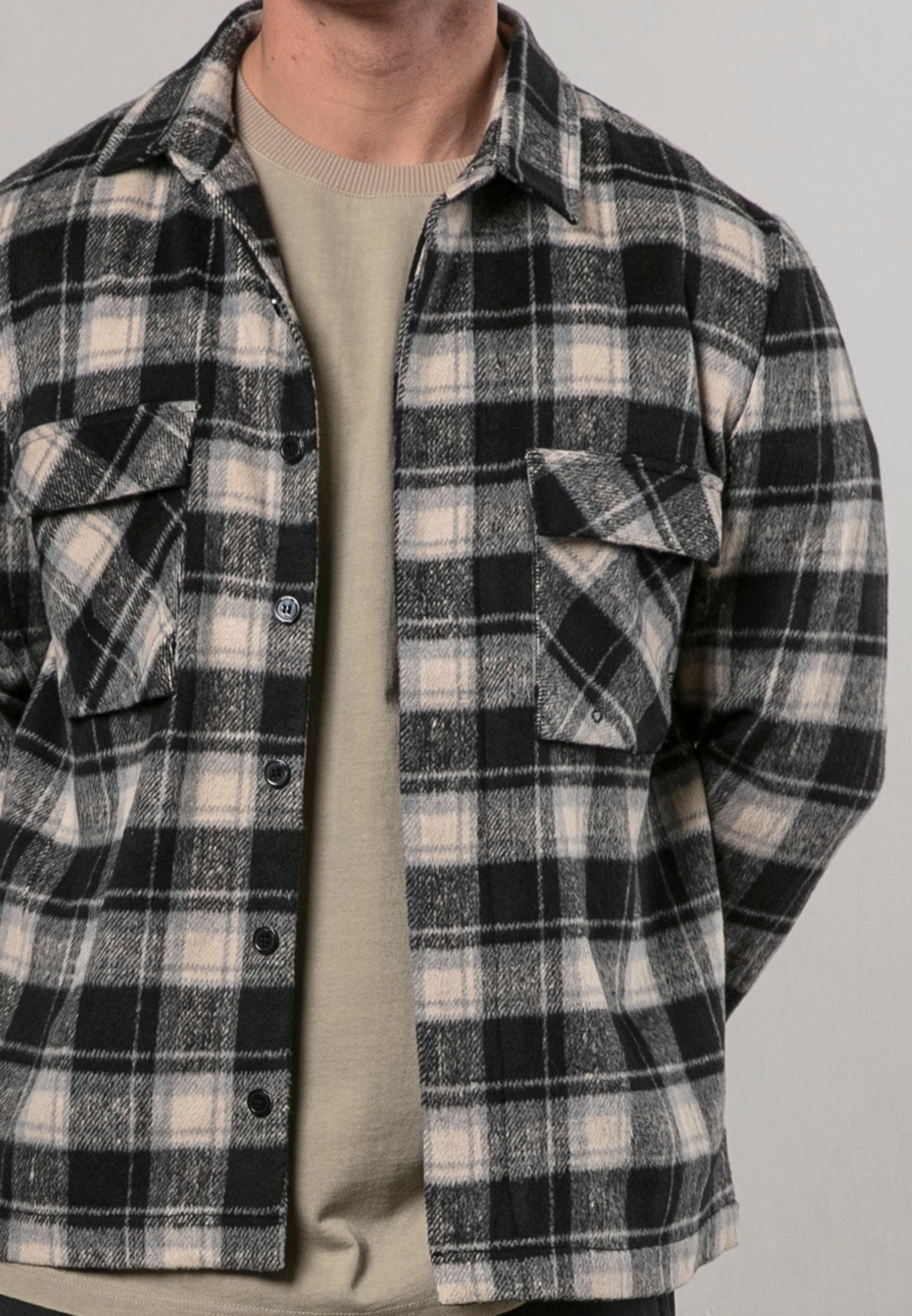 LUMBER SHIRT BLACK & OFF WHITE