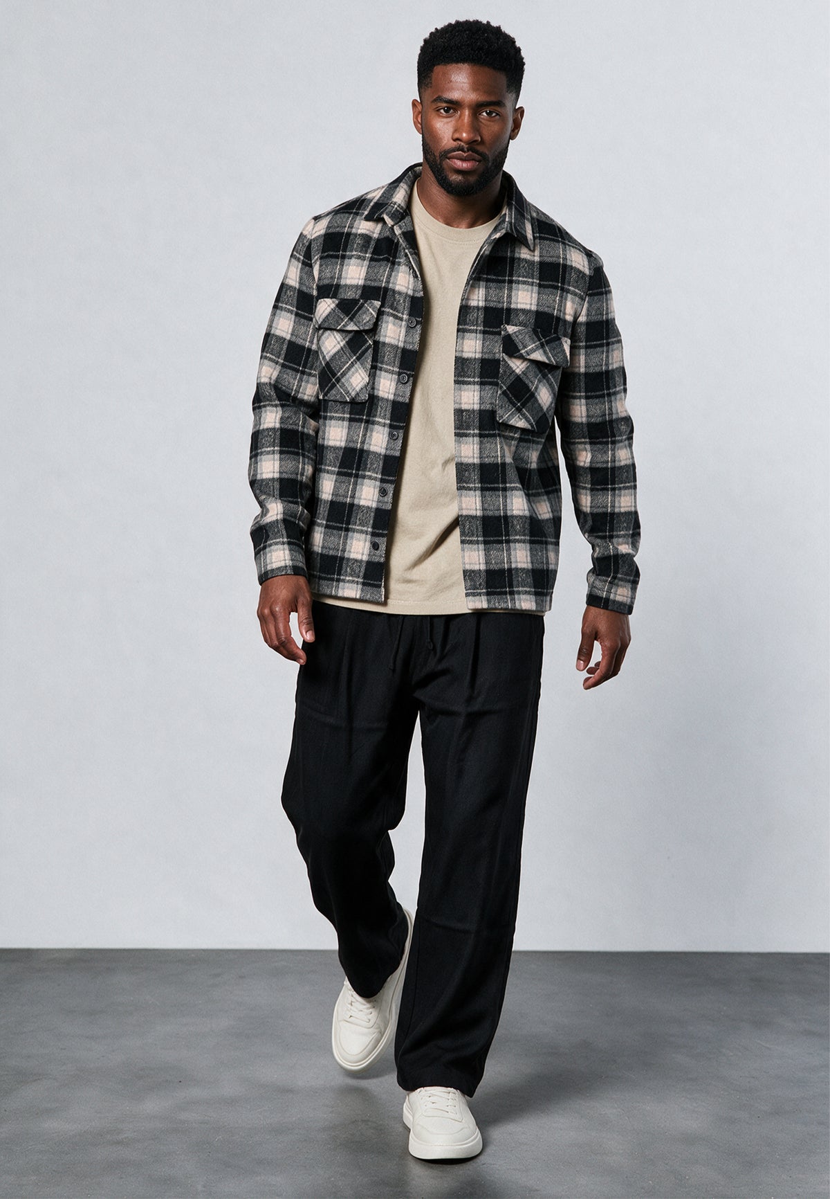 LUMBER SHIRT BLACK & OFF WHITE