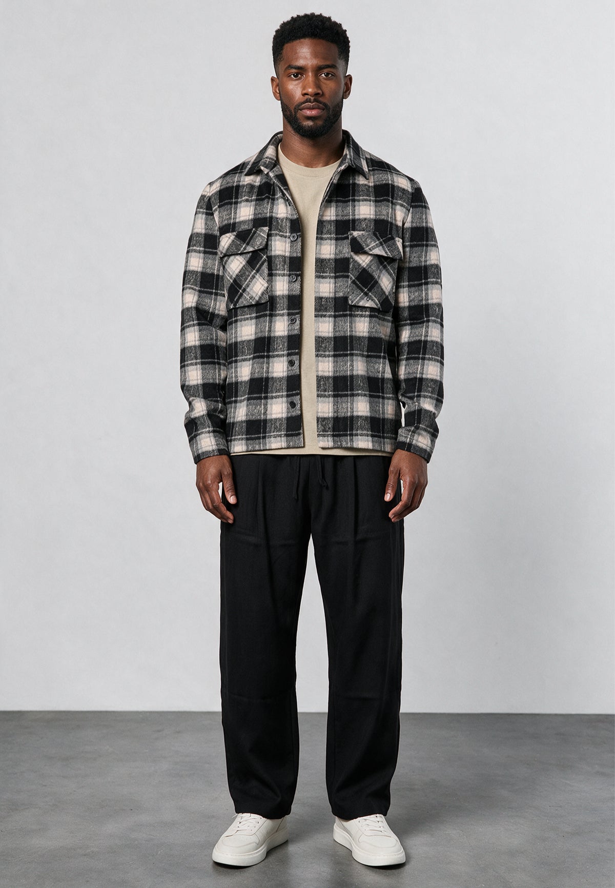 LUMBER SHIRT BLACK & OFF WHITE