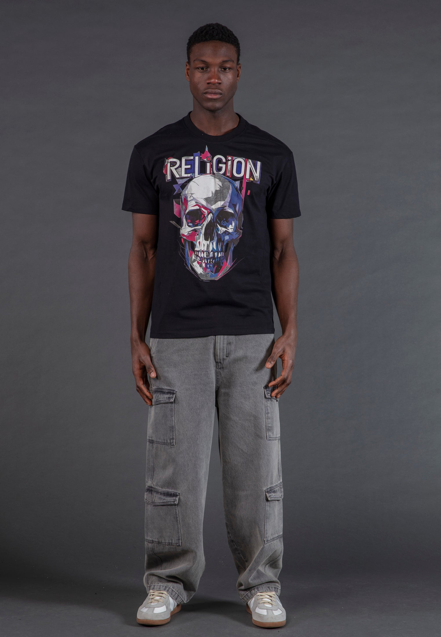 GEOMETRIC SKULL T-SHIRT BLACK