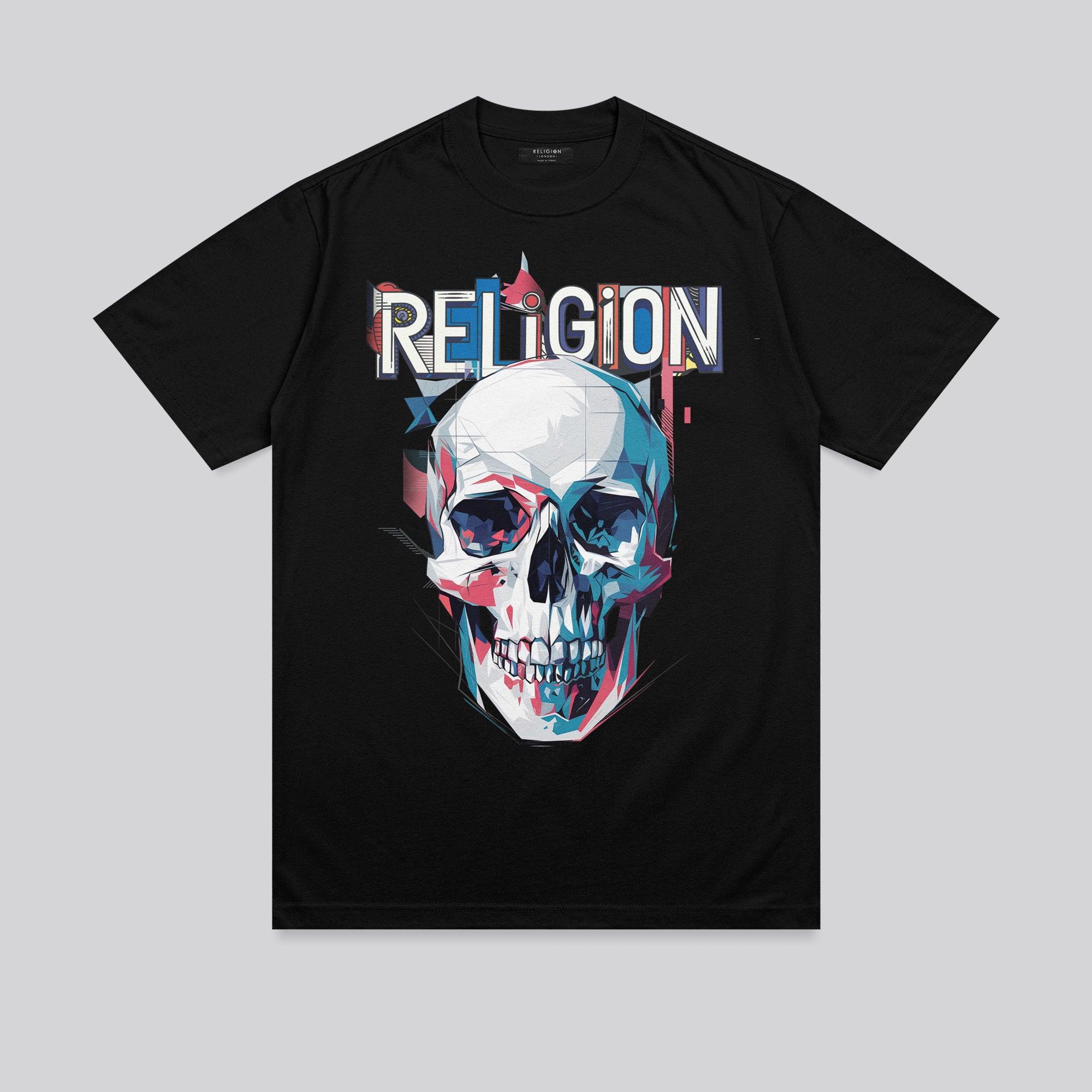 GEOMETRIC SKULL T-SHIRT BLACK