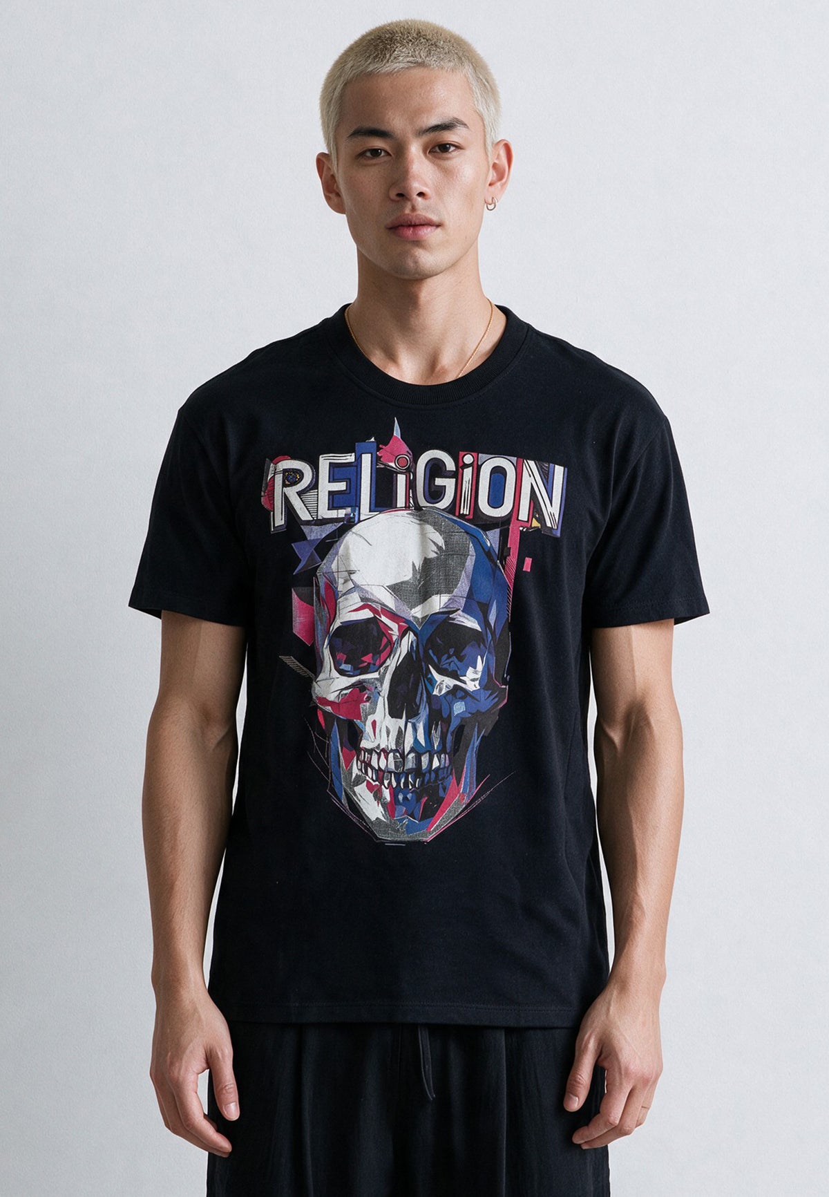 GEOMETRIC SKULL T-SHIRT BLACK